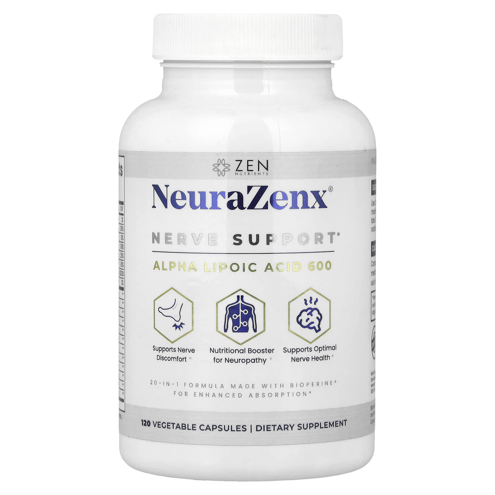 Zen Nutrients, NeuraZenx®, поддержка нервов, 120 растительных капсул