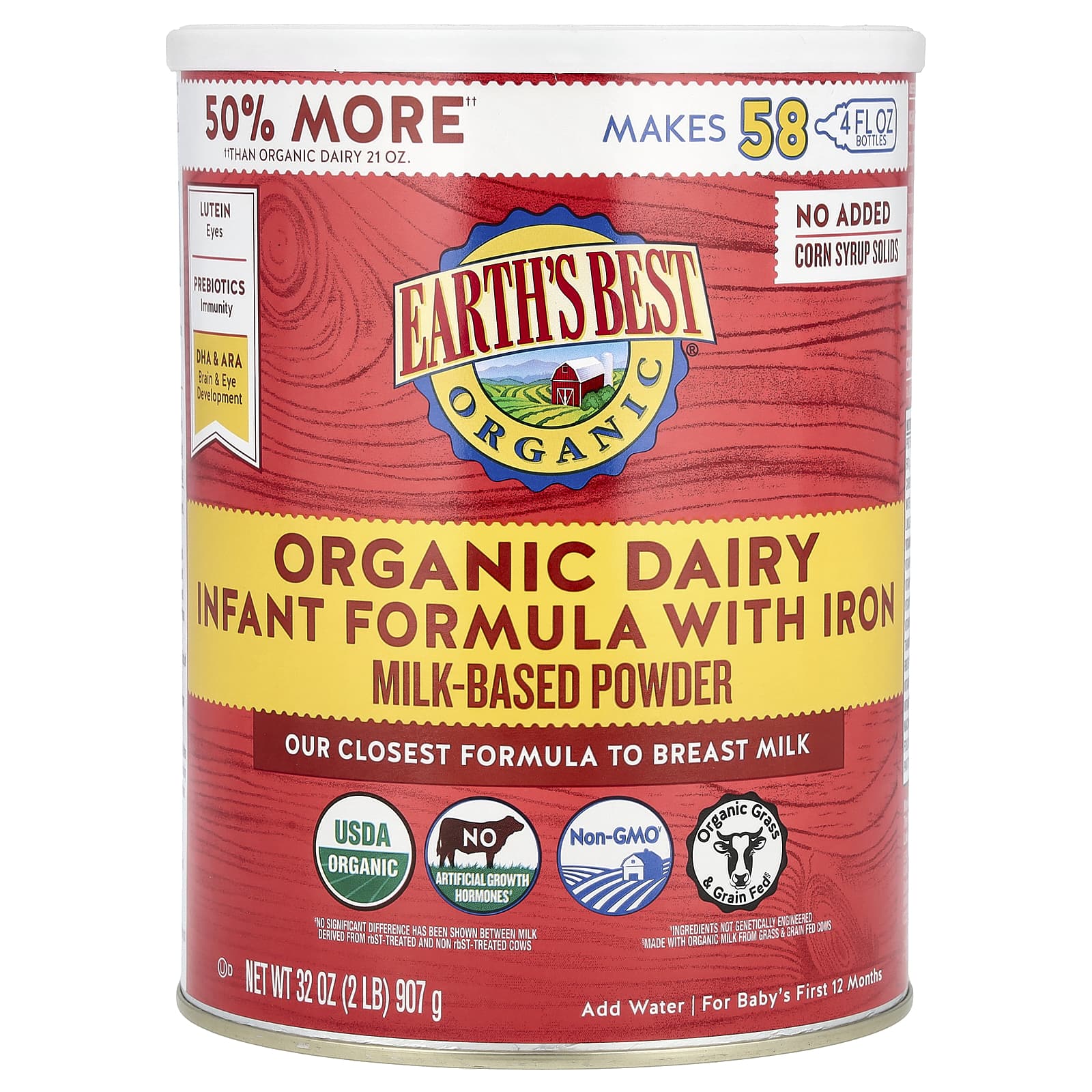 Earths Best Органическая молочная смесь для младенцев с железом для детей в первые 12 месяцев 907 г 32 унции 15090₽