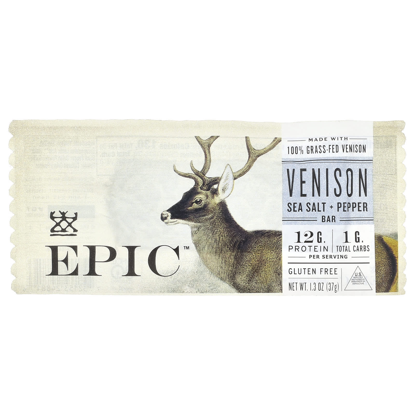 Epic Bar, Venison Sea Salt + Pepper Bar, 1.3 oz (37 g)