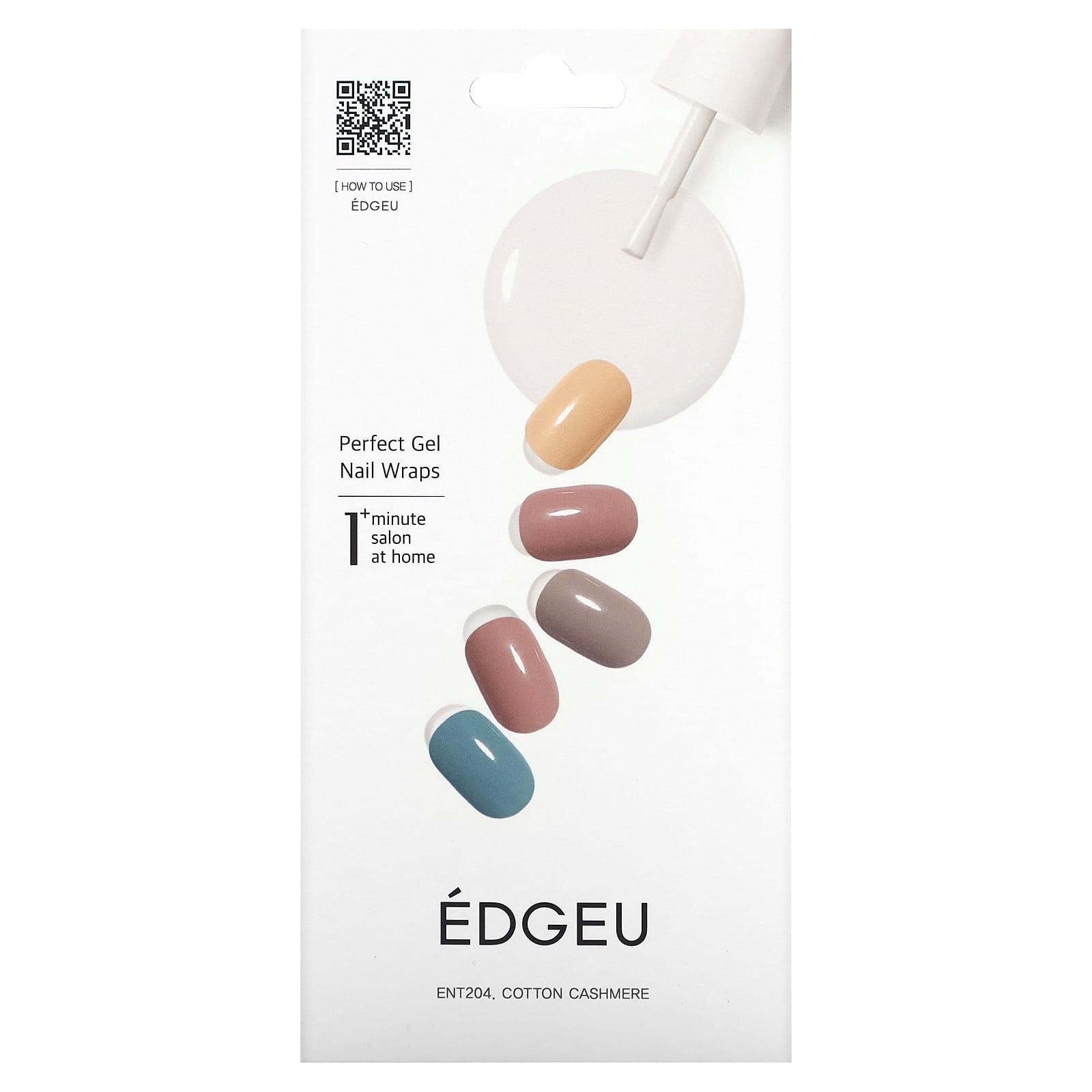 Edgeu, Perfect Gel Nail Wraps, ЛОР, 204 хлопок, кашемир, набор из 19 предметов