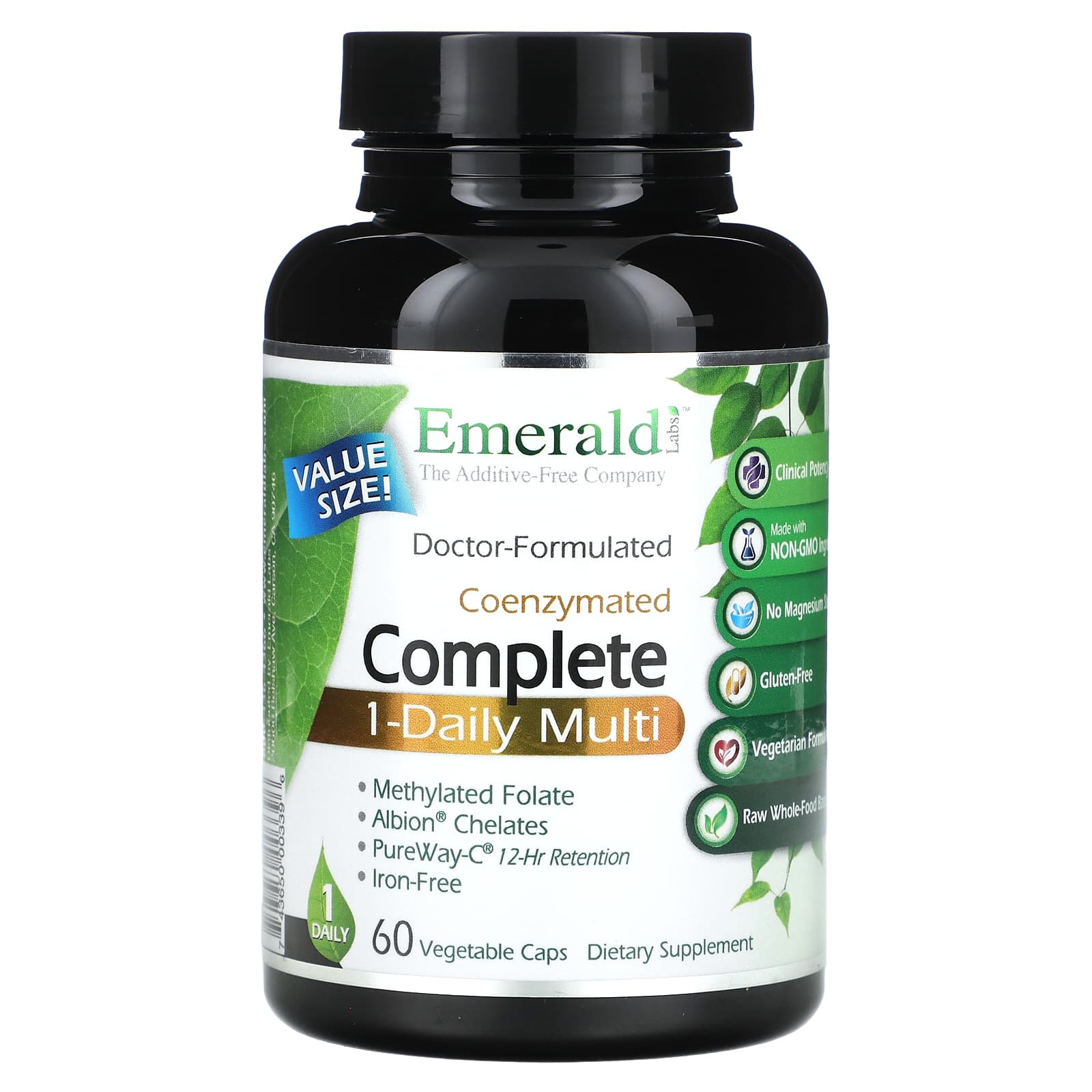 Emerald Laboratories, CoEnzymated Complete 1-Daily Multi, 60 растительных капсул