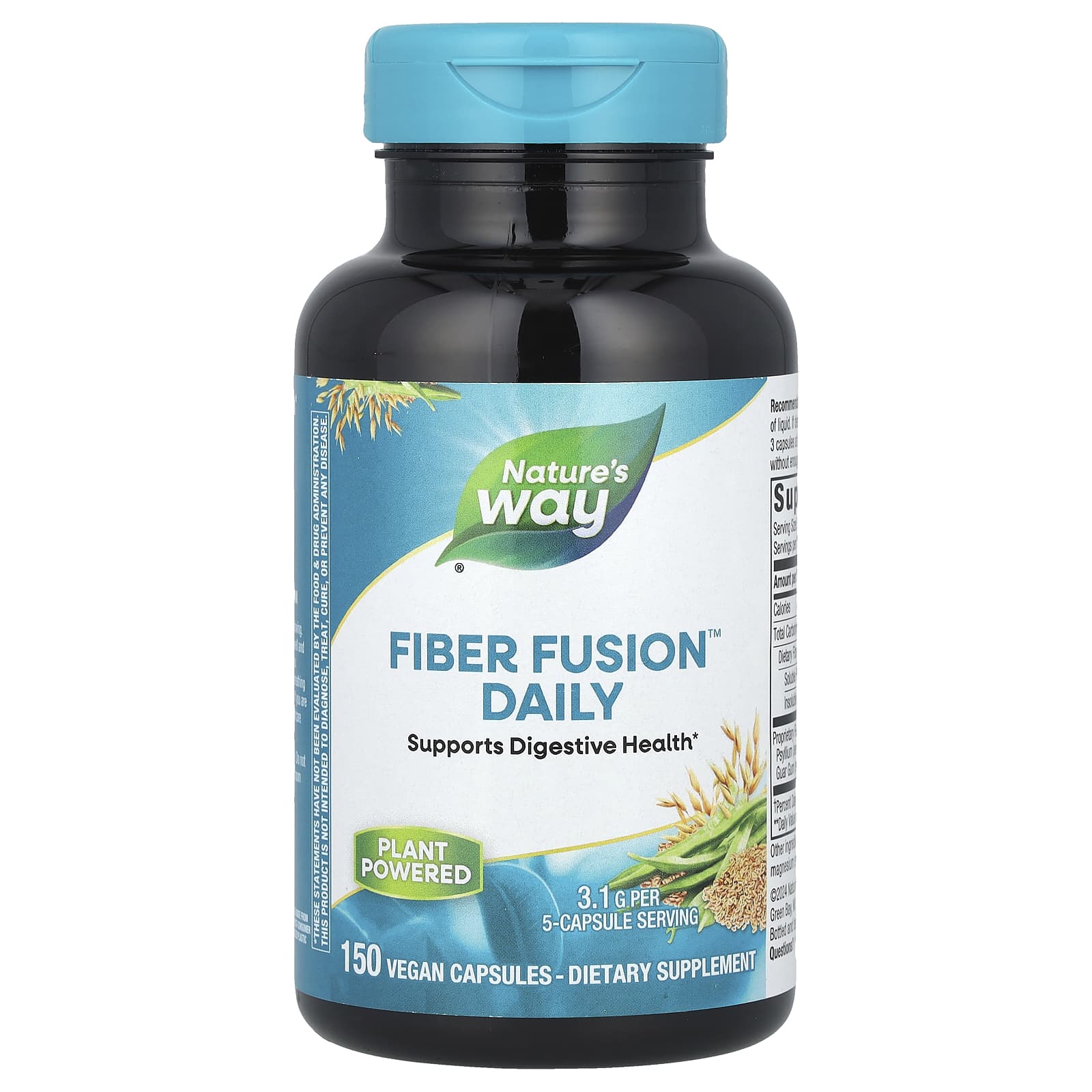 Nature's Way, Fiber Fusion ™ Daily, 3,1 г, 150 веганских капсул (0,62 г в 1 капсуле)