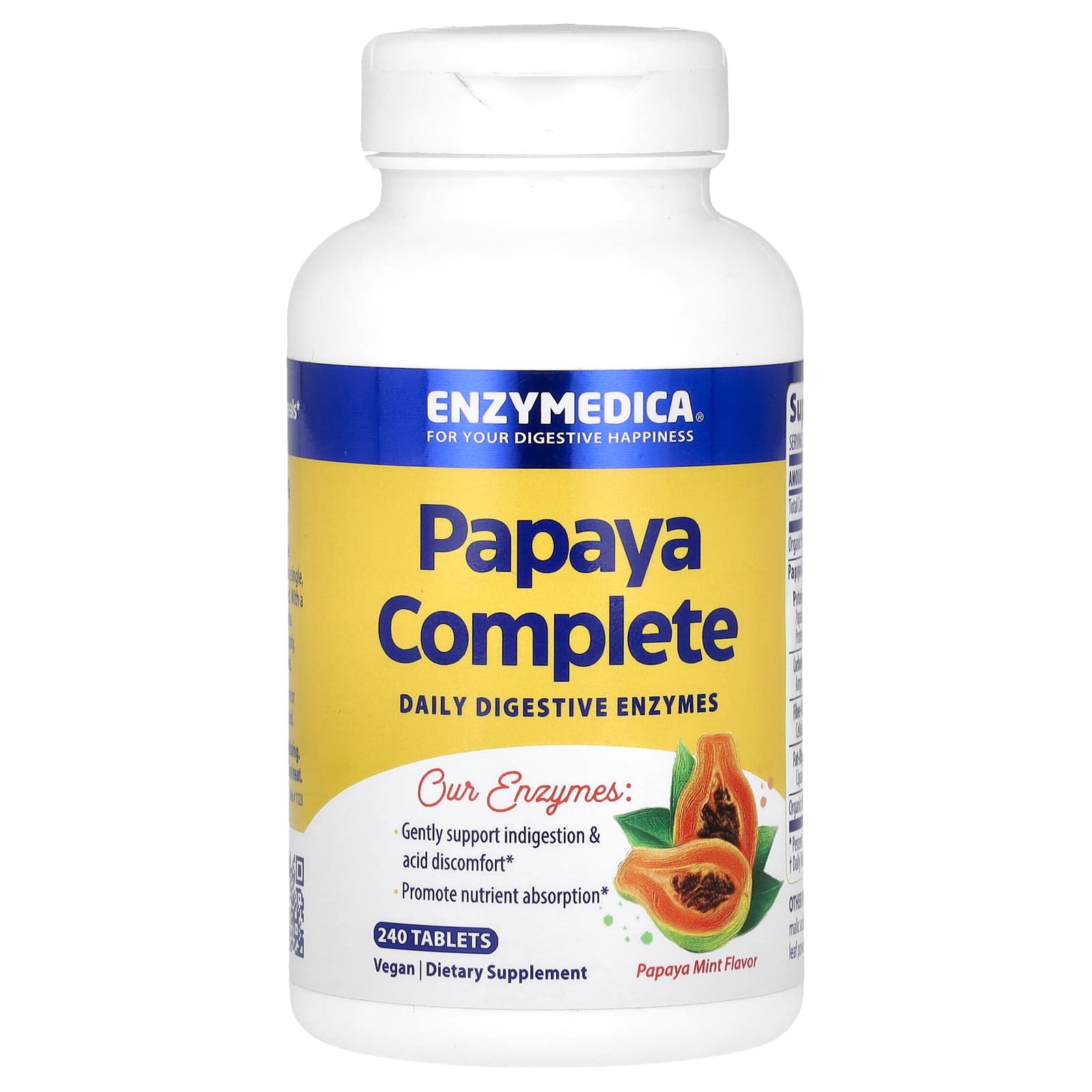 Enzymedica, Papaya Complete, папайя и мята, 240 таблеток