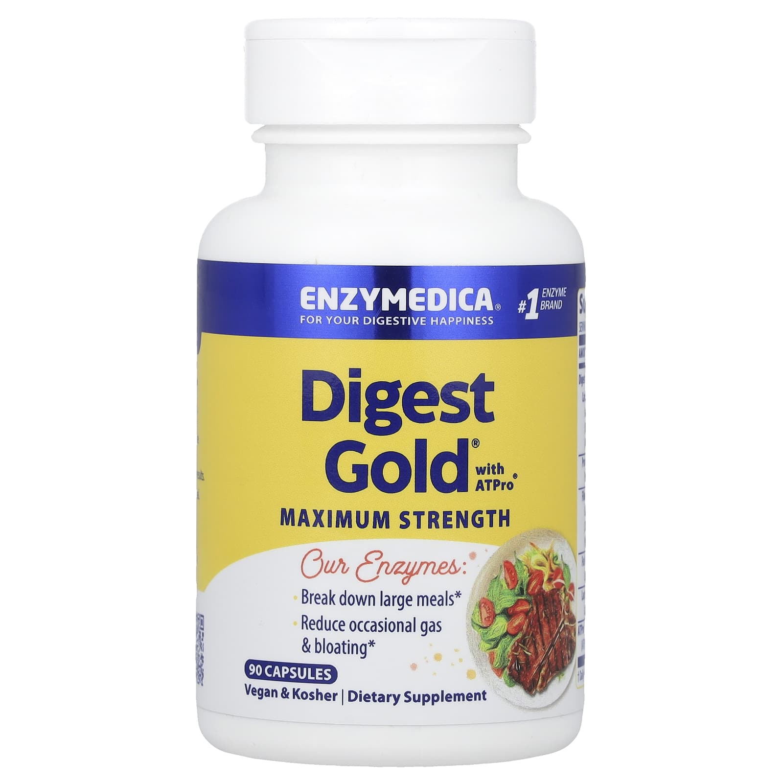 Enzymedica, Digest Gold® с ATPro®, с максимальной силой действия, 90 капсул