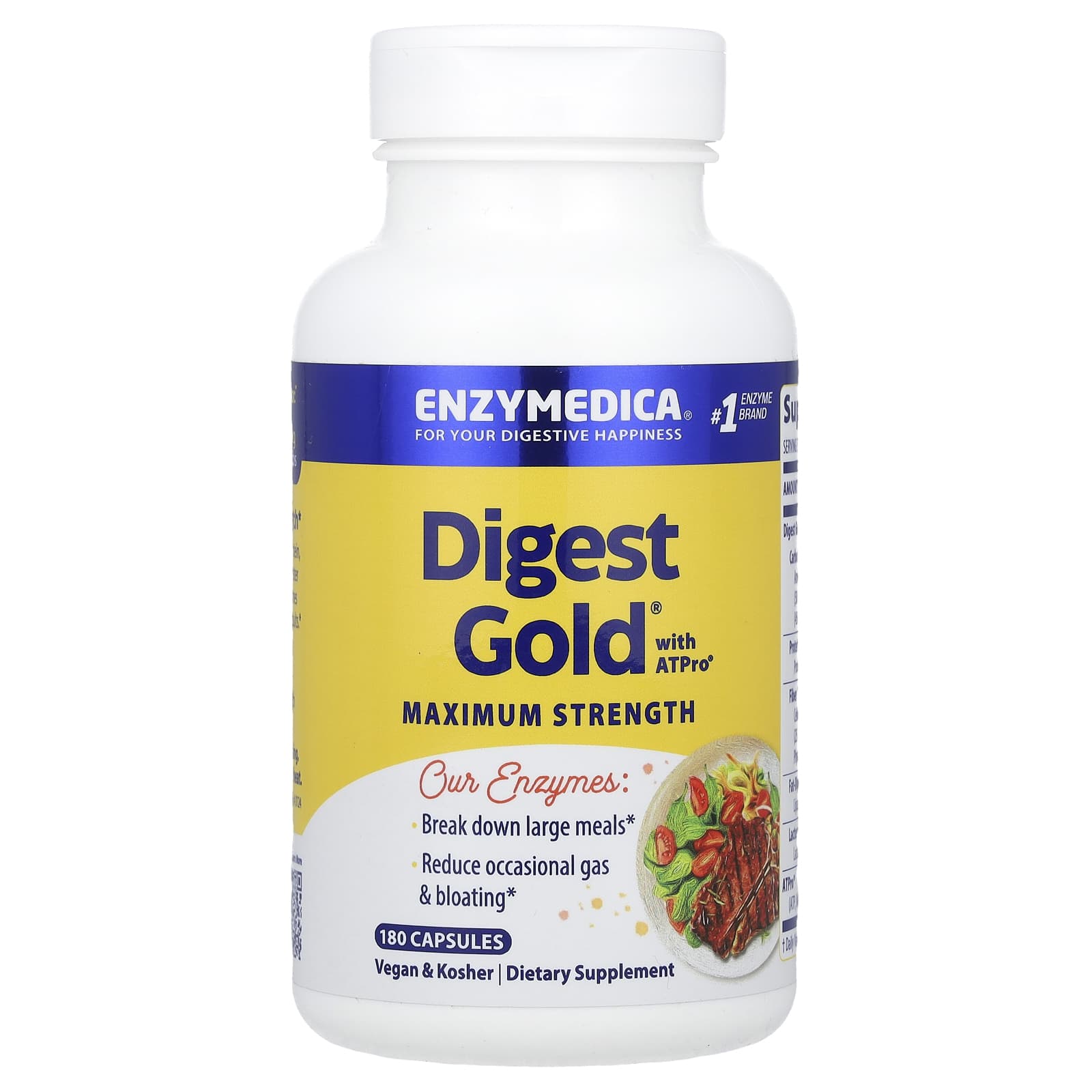 Enzymedica, Digest Gold® с ATPro®, с максимальной силой действия, 180 капсул