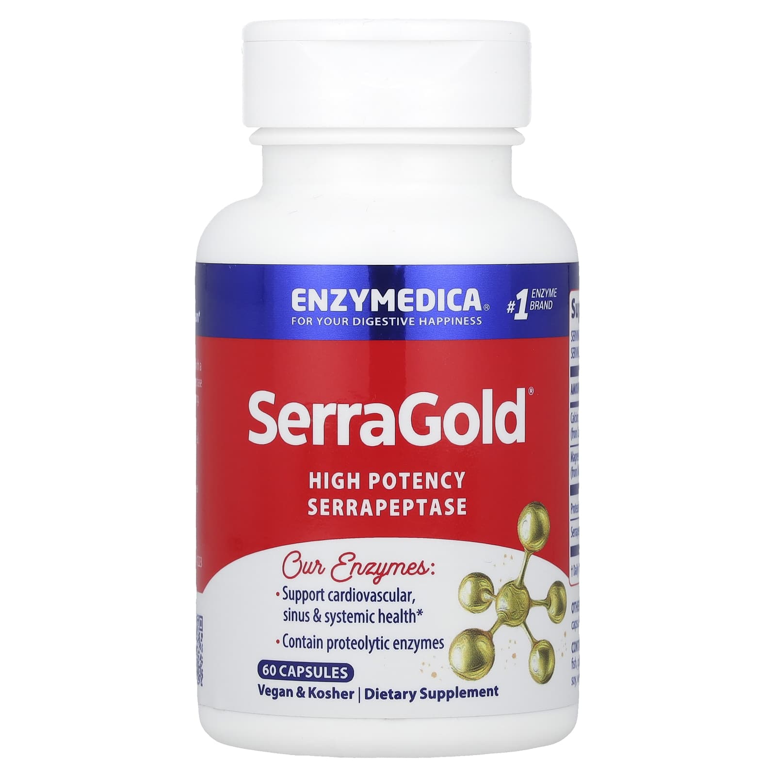 Enzymedica, SerraGold®, высокоэффективная серрапептаза, 60 капсул