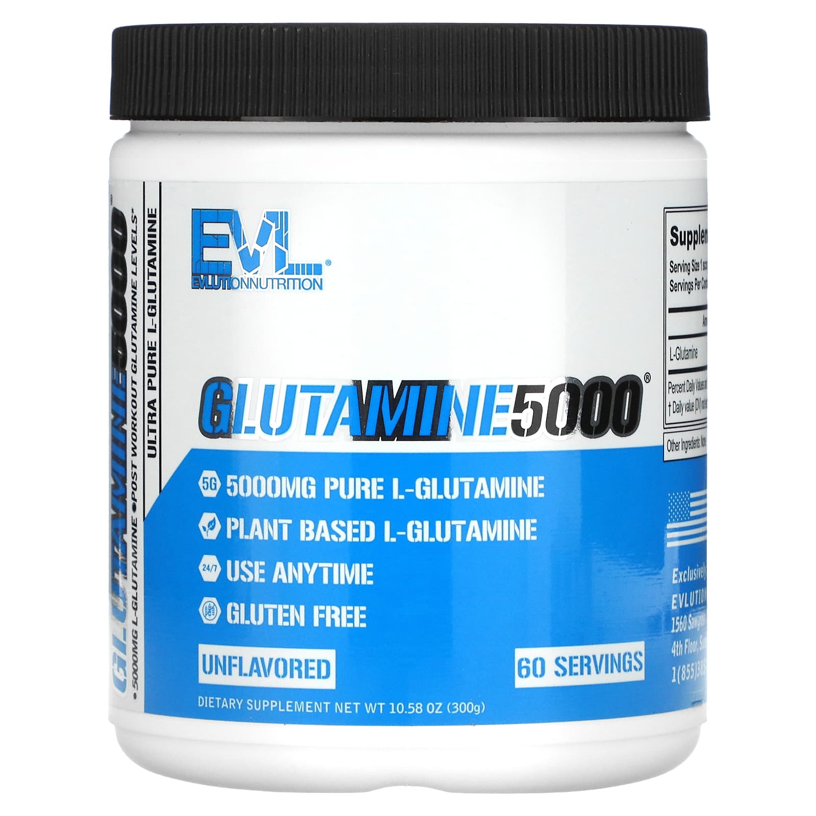 EVLution Nutrition Глутамин 5000 без добавок 5000 мг 300 г 1058 унции 2590₽