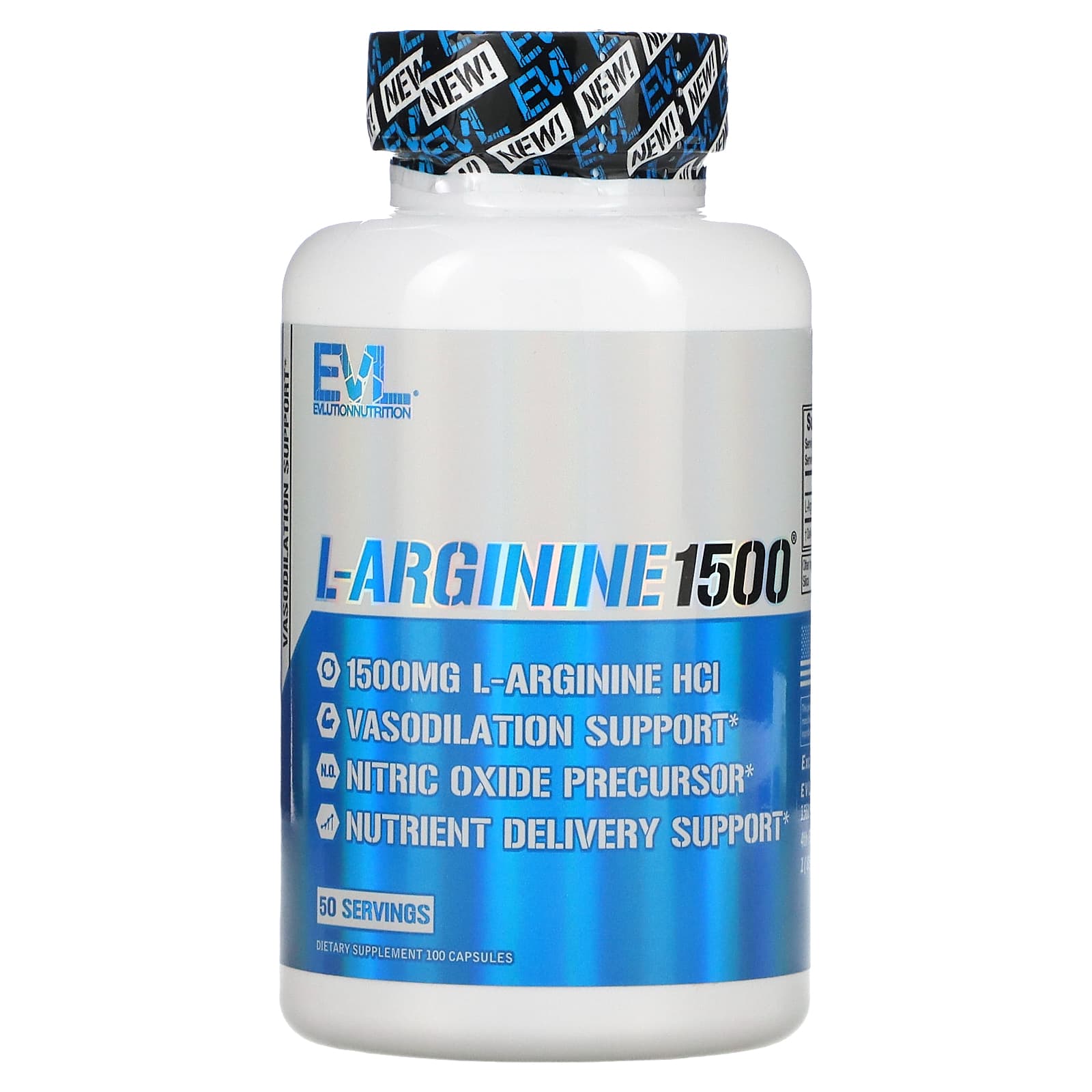 EVLution Nutrition, L-Arginine1500, L-аргинин, 1500 мг, 100 капсул (750 мг в 1 капсуле)