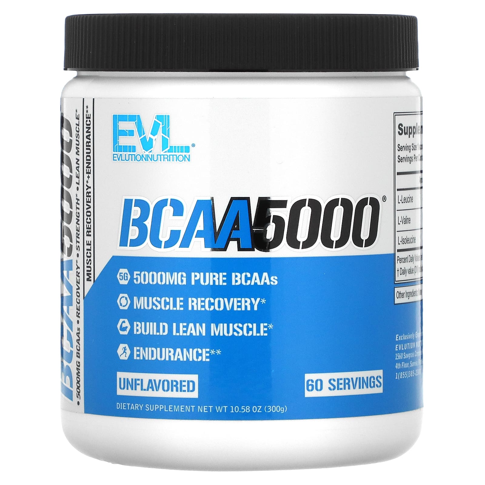 EVLution Nutrition BCAA5000 без вкусовых добавок 300 г 1058 унции 2690₽