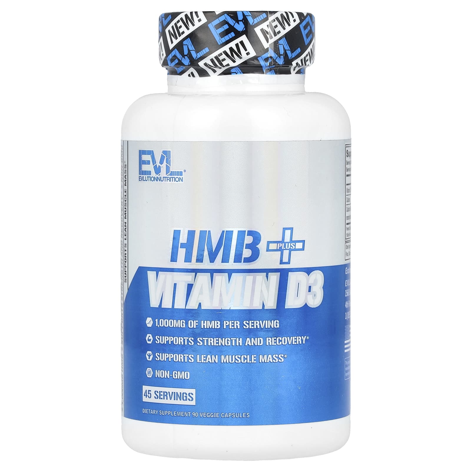 EVLution Nutrition, HMB + витамин D3, 90 растительных капсул