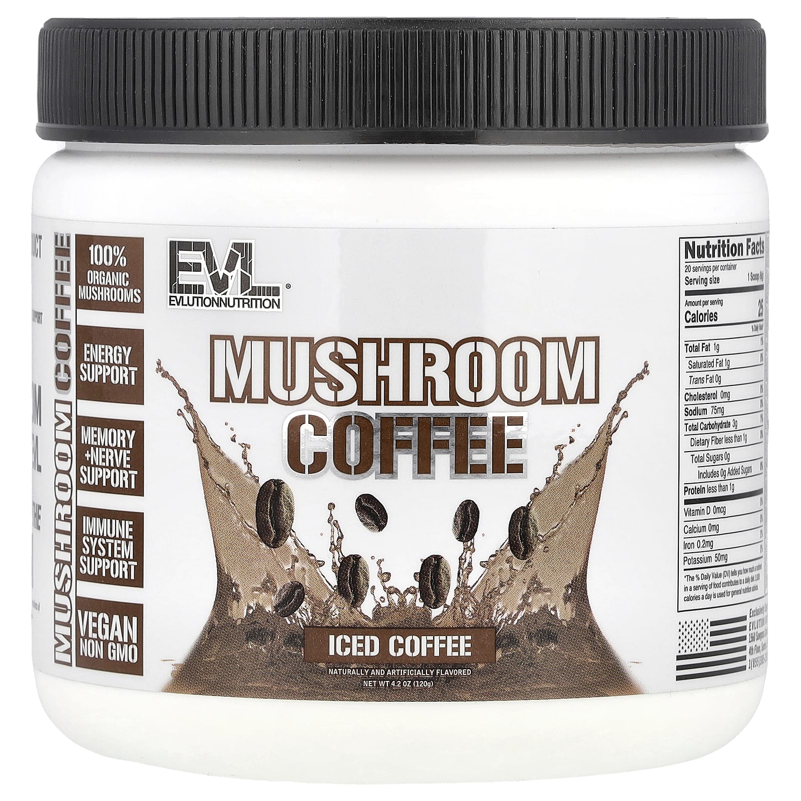 EVLution Nutrition Mushroom Coffee холодный кофе 120 г 42 унции 2390₽