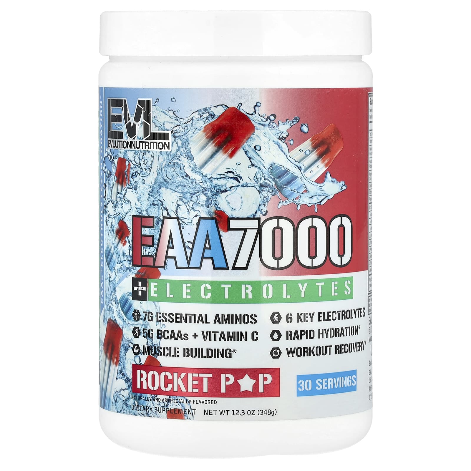 EVLution Nutrition EAA 7000 Plus электролиты Rocket Pop 348 г 123 унции 3390₽