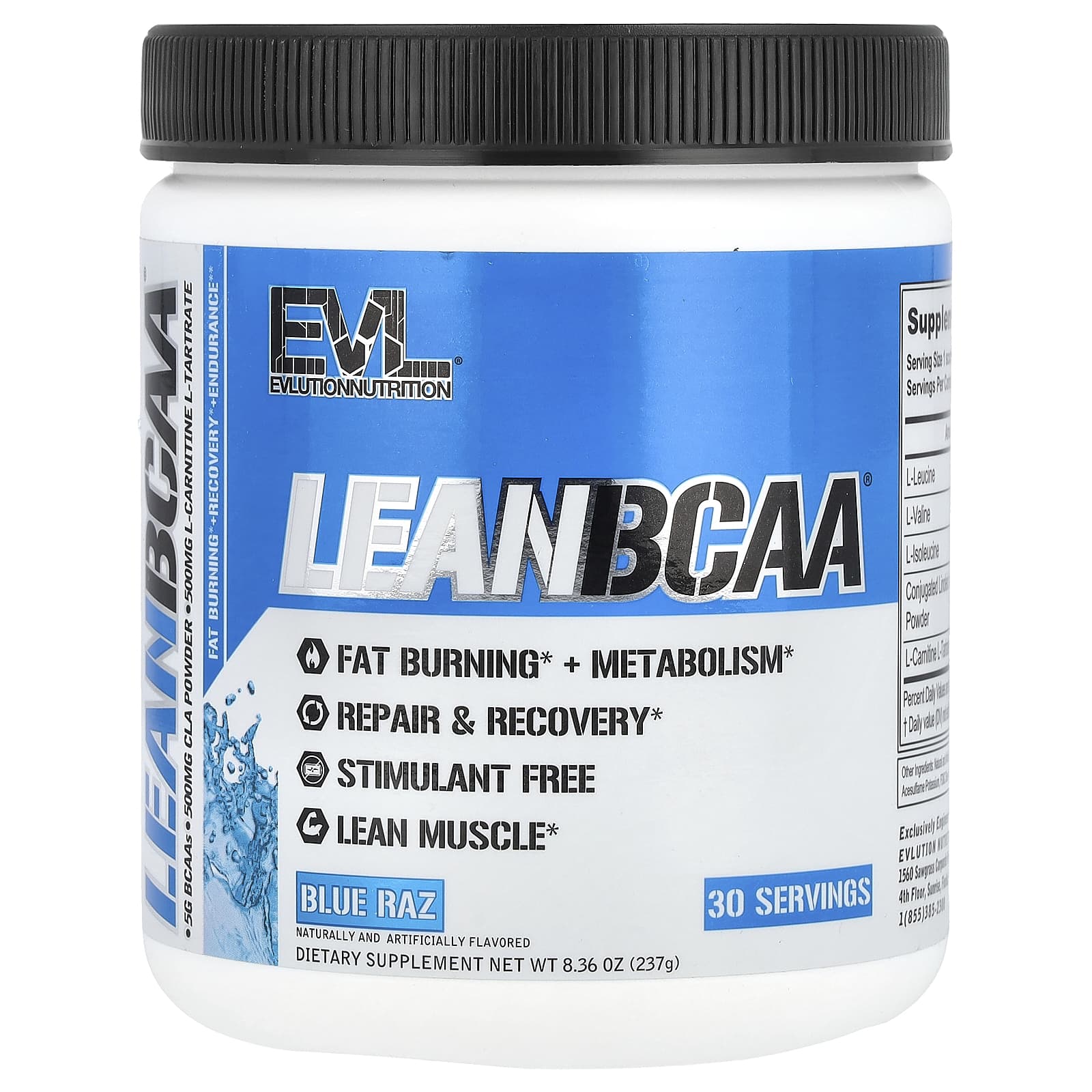 EVLution Nutrition Lean BCAA Blue Raz 237 г 836 унции 2590₽