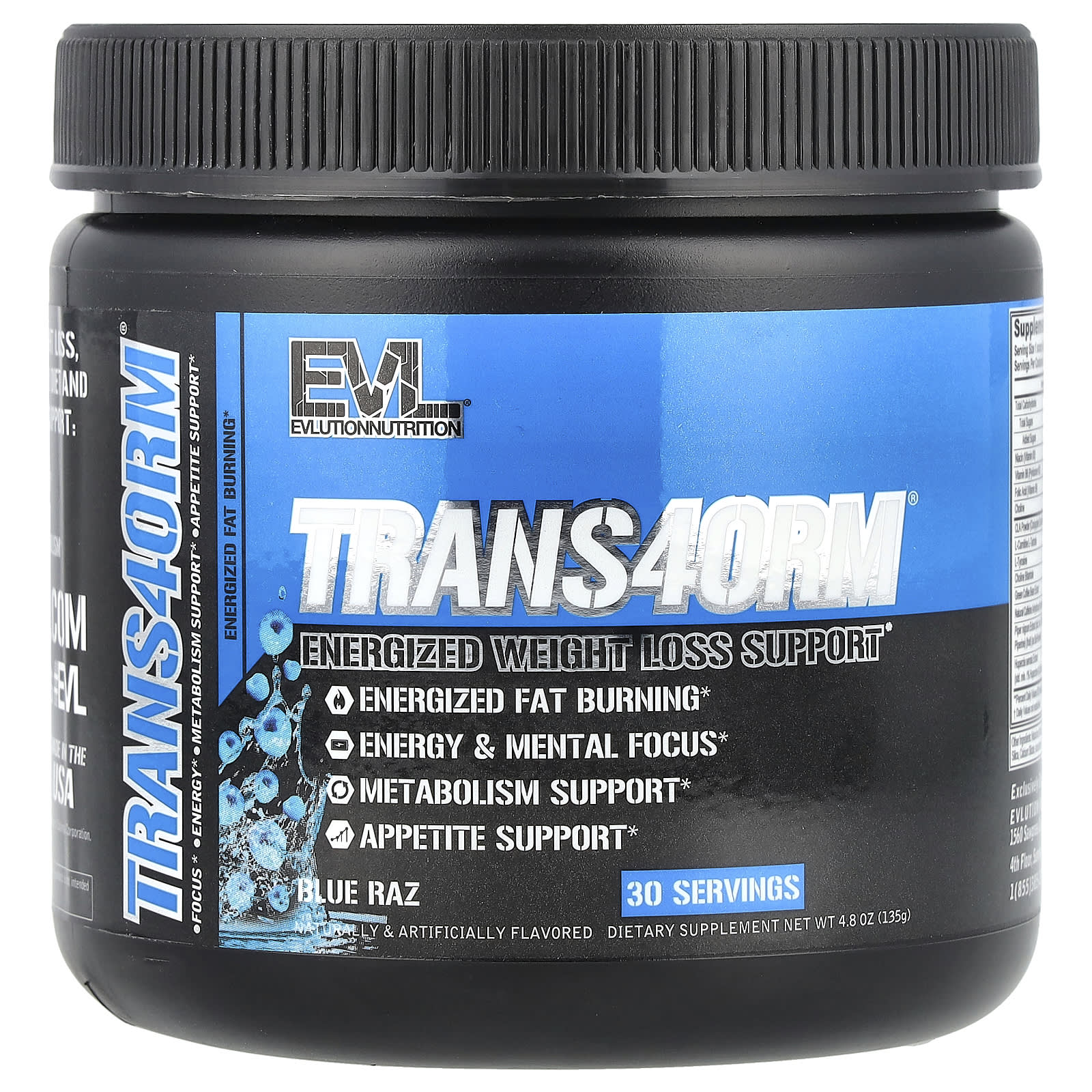 EVLution Nutrition Trans4orm активная поддержка для снижения веса со вкусом голубой малины 144 г 510 унции 2490₽