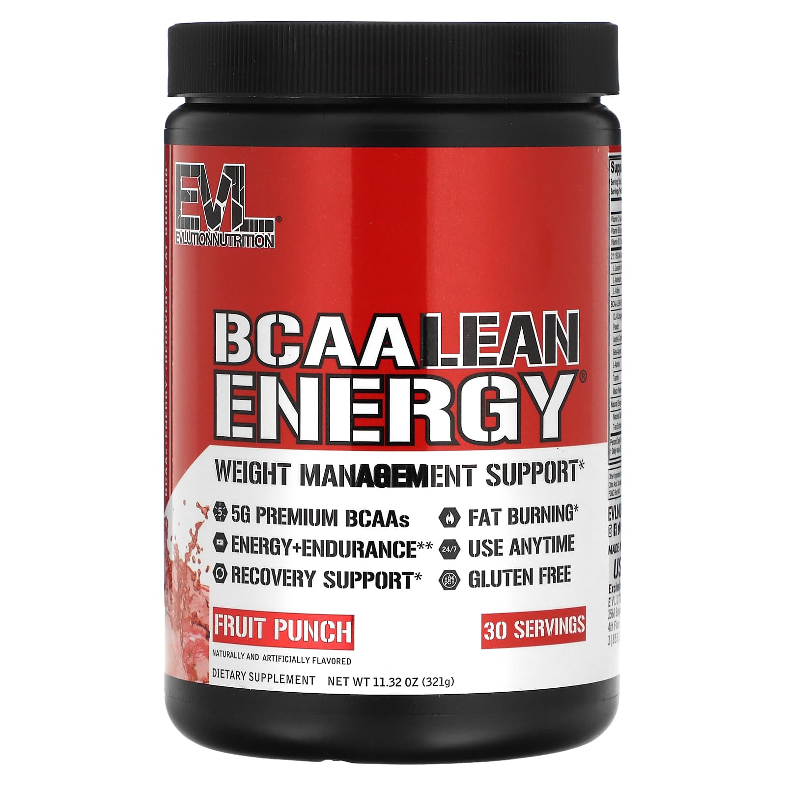 EVLution Nutrition BCAA LEAN ENERGY фруктовый пунш 321 г 1132 унции 4290₽