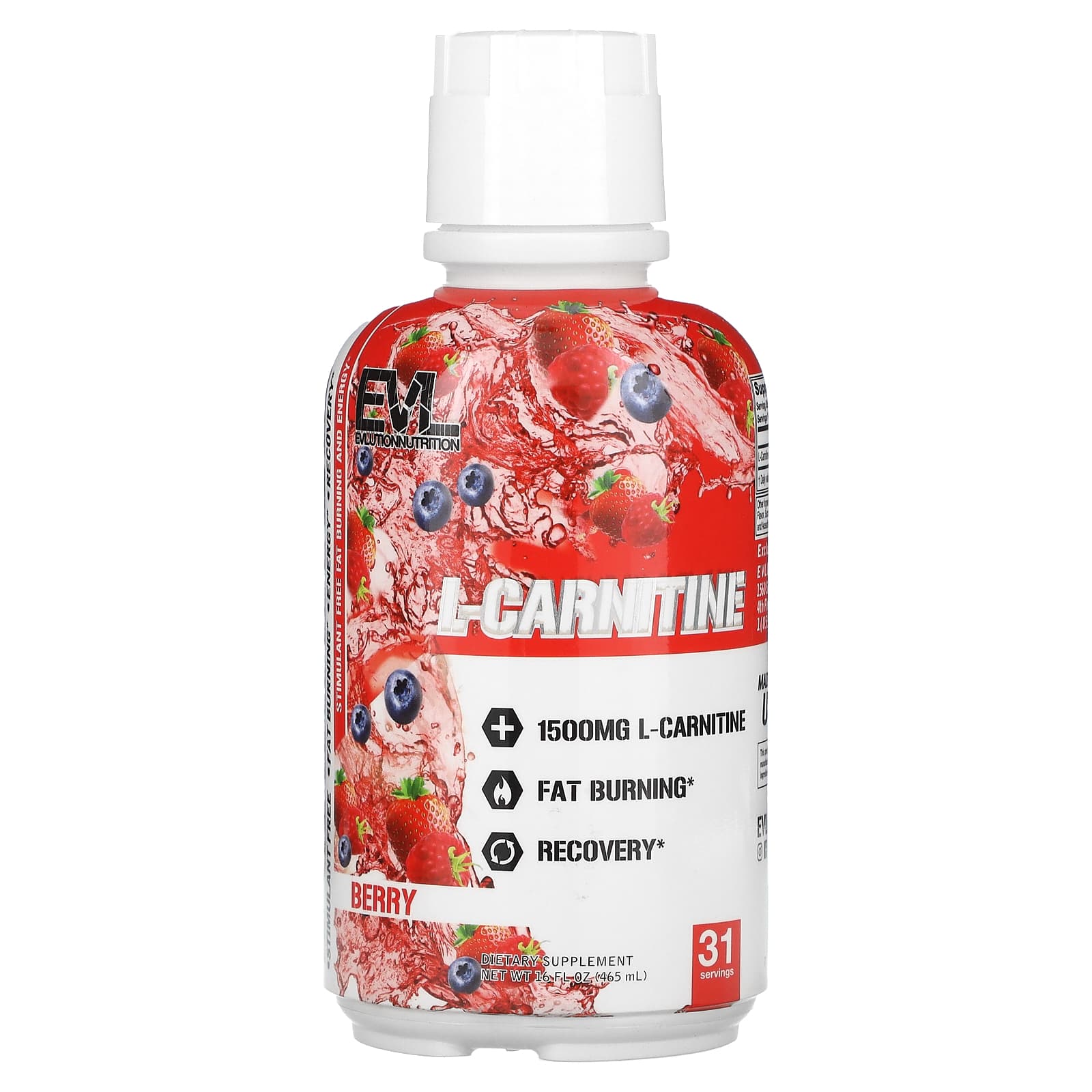 EVLution Nutrition L-карнитин ягодный вкус 465 мл 16 жидк унций 2490₽