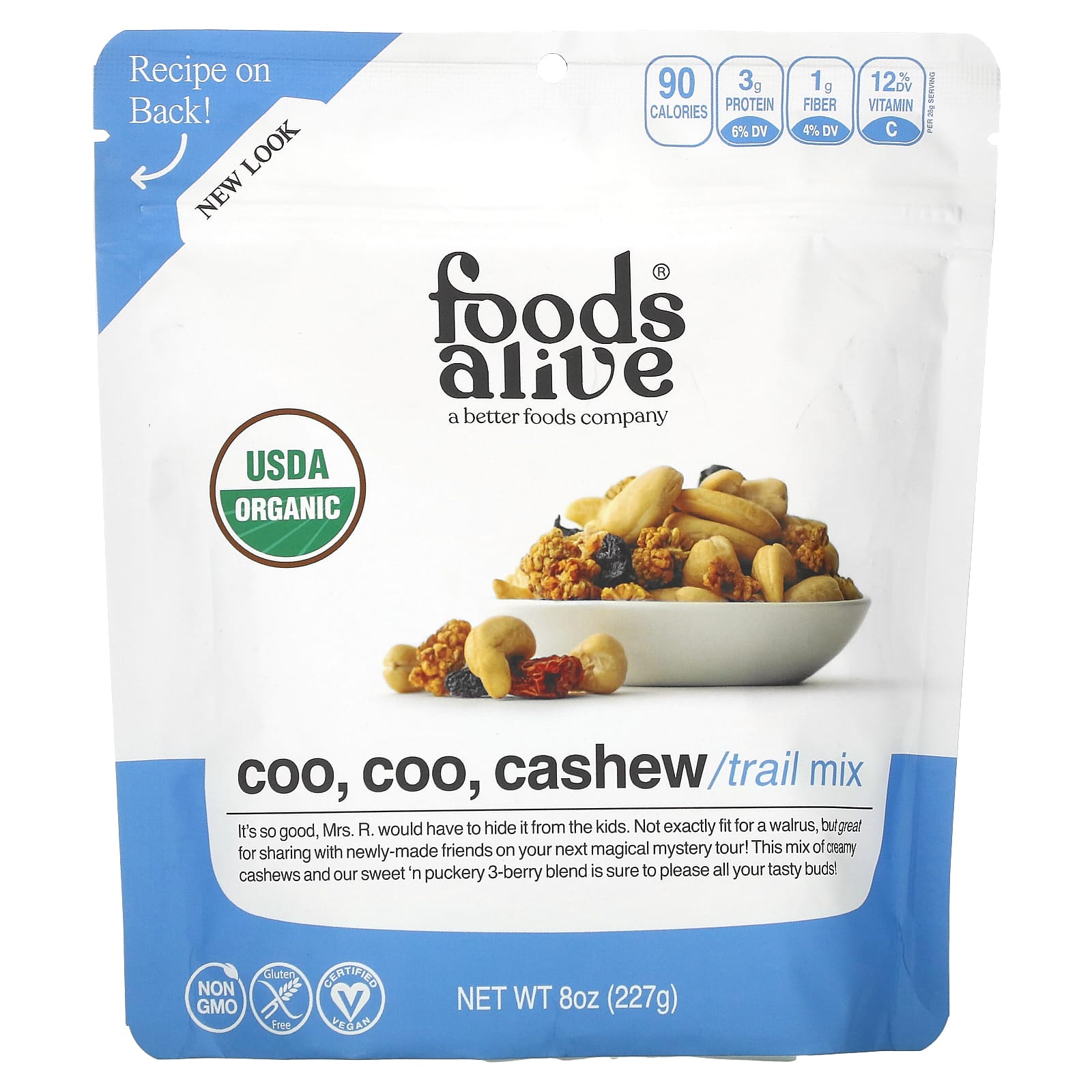 Foods Alive, Organic Trail Mix, Coo, Coo, кешью, 227 г (8 унций)