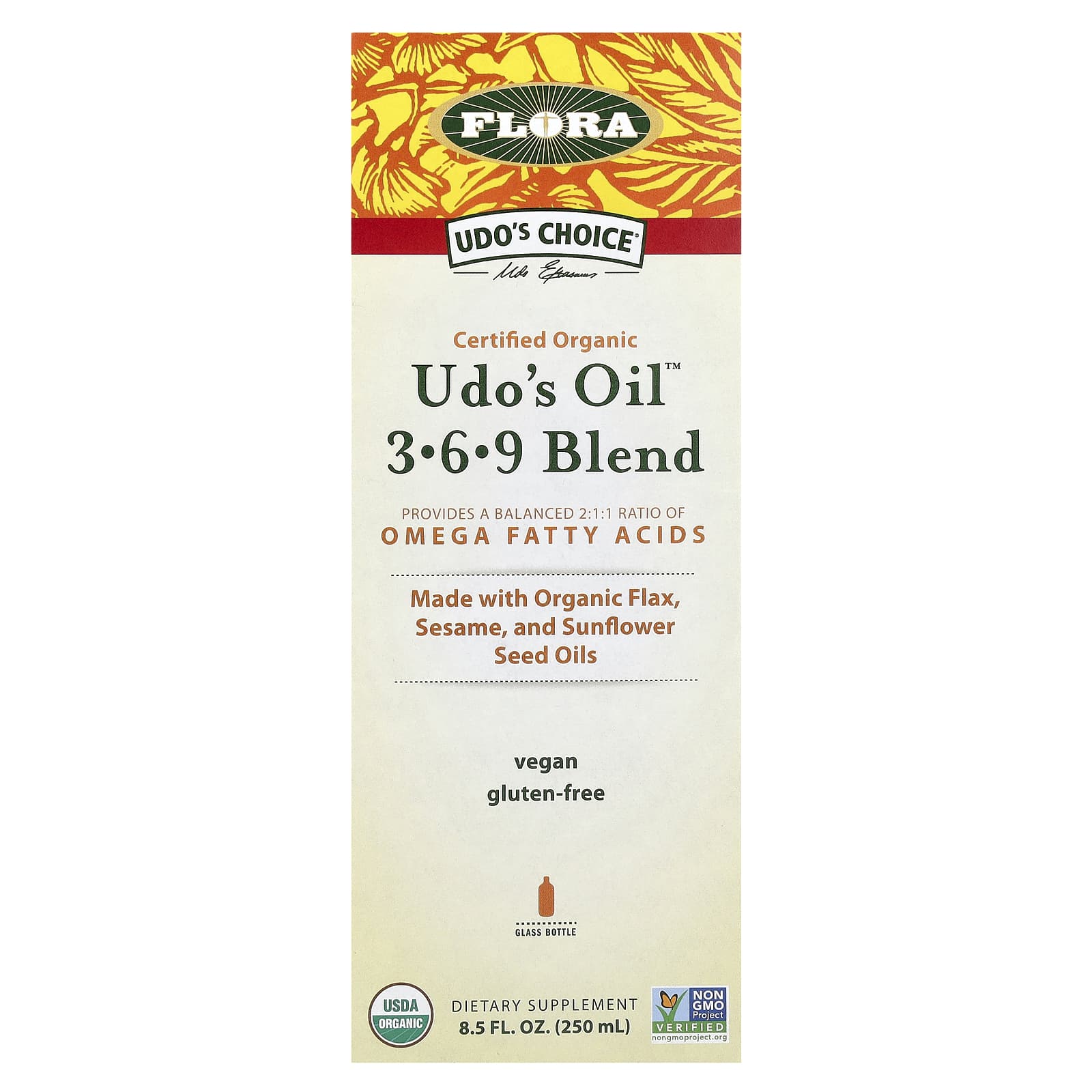 Flora, Udo's Choice, органическая смесь Udo's Oil 3,6,9, 250 мл (8,5 жидк. унции)