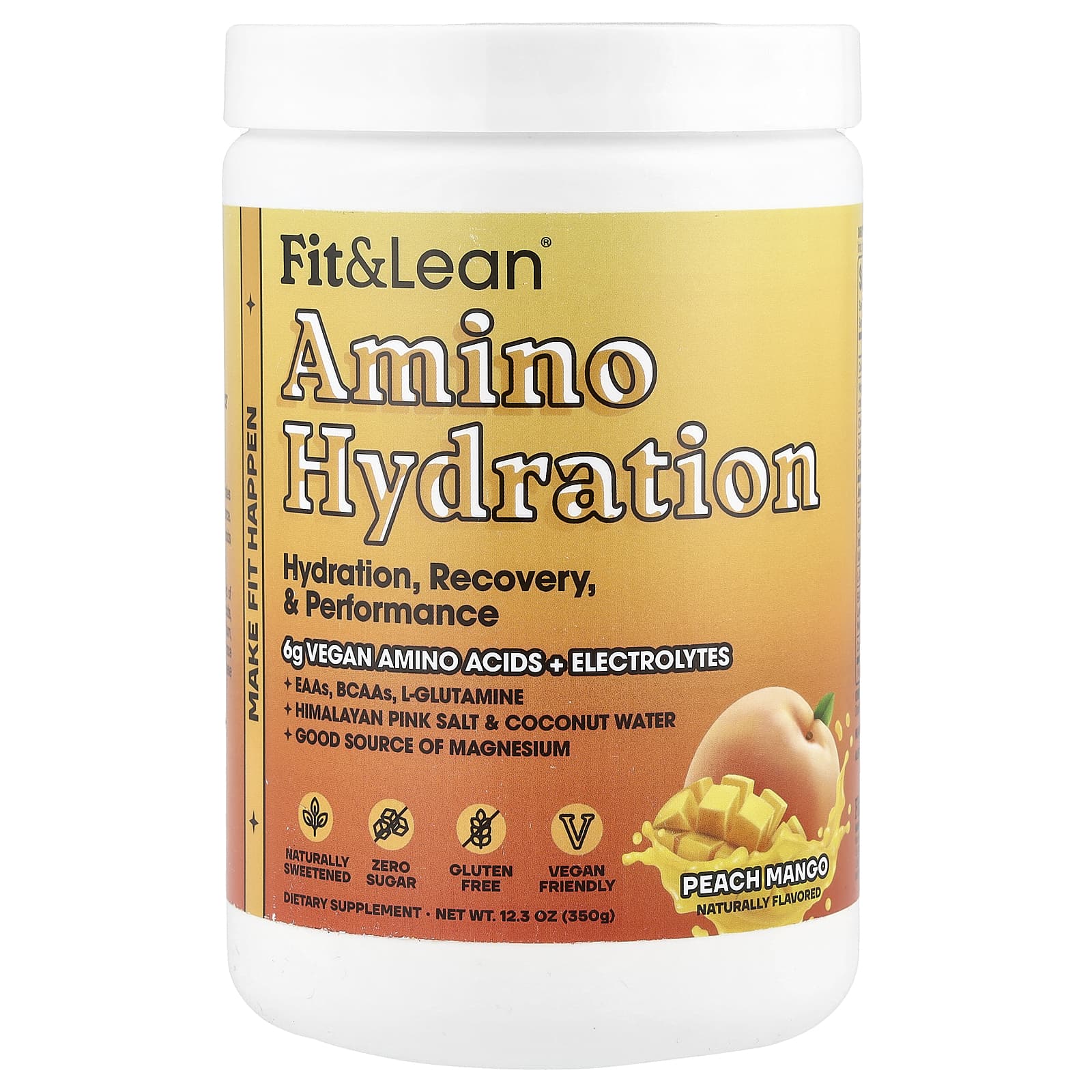 Fit & Lean, Amino Hydration, персик и манго, 350 г (12,3 унции)