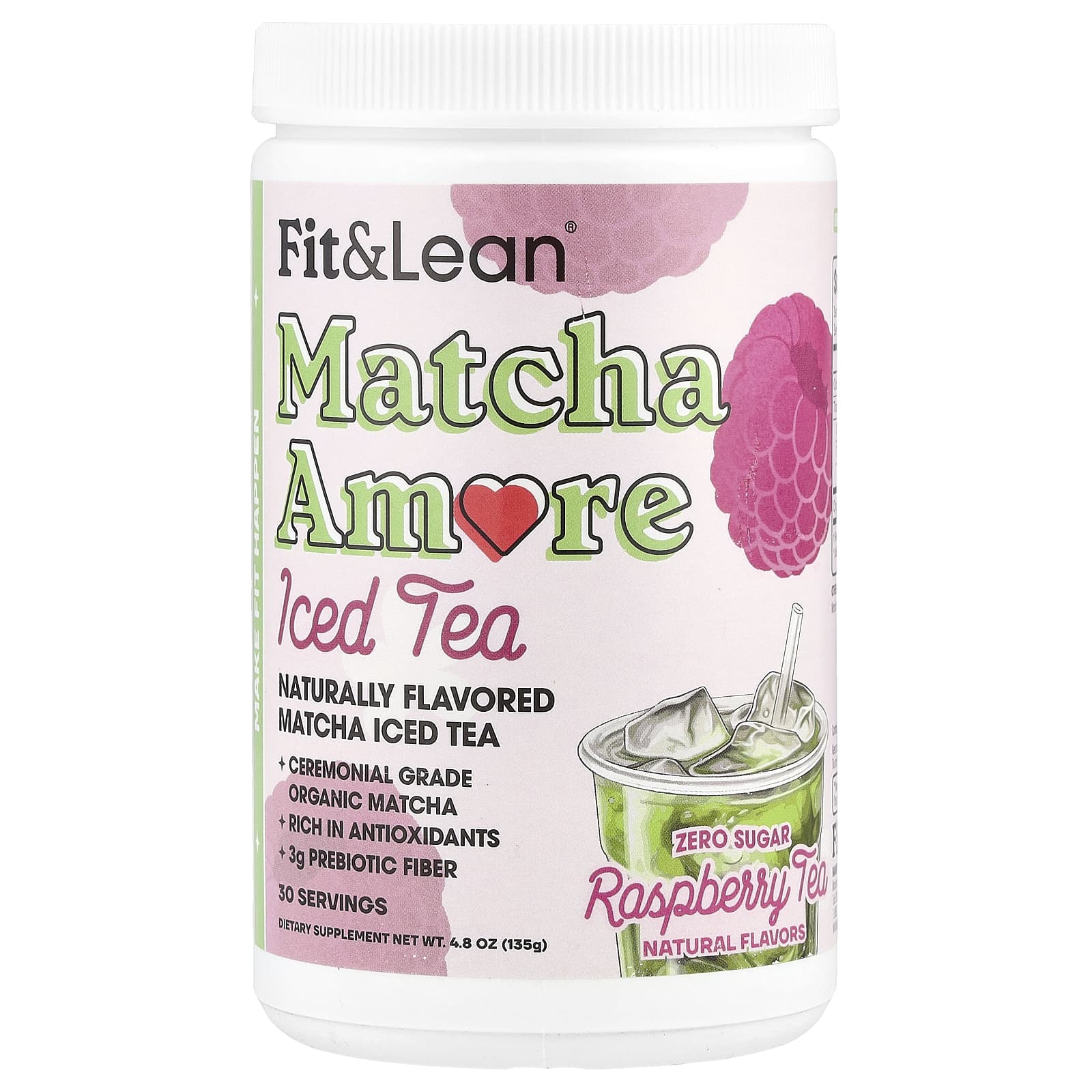 Fit & Lean, Чай со льдом Matcha Amore, малиновый чай, 135 г (4,8 унции)