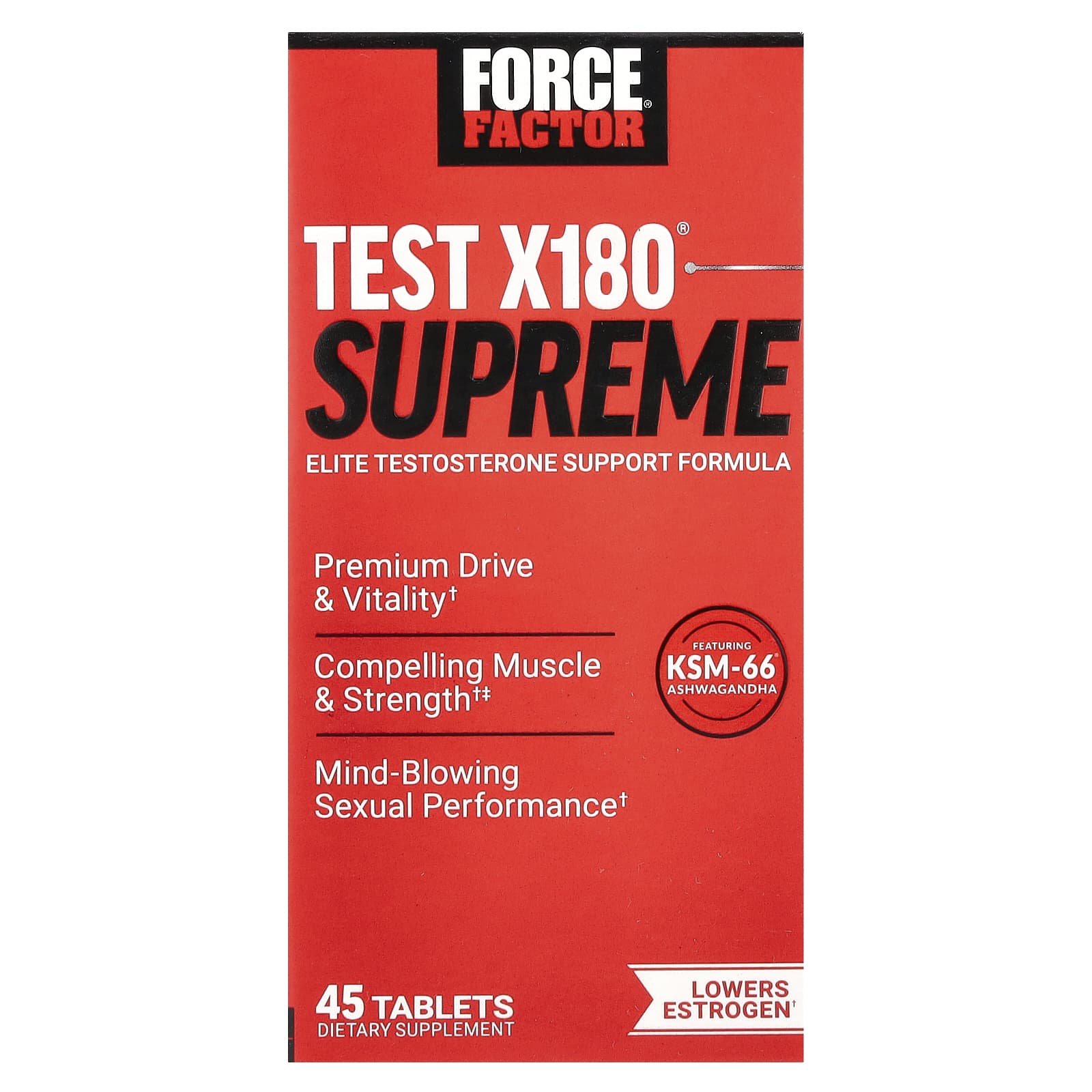 Force Factor, Test X180® Supreme, элитная формула для поддержки тестостерона, 45 таблеток
