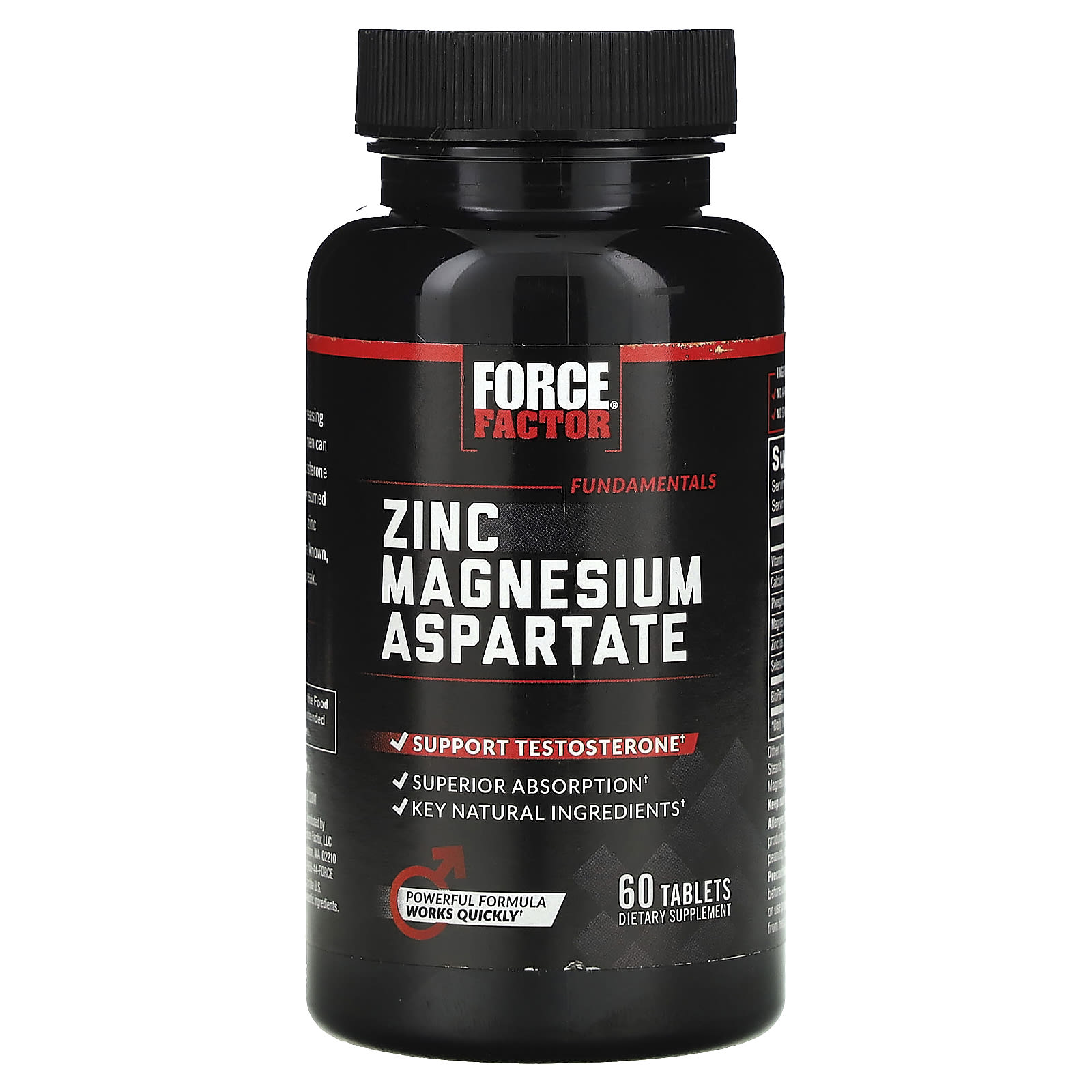Force Factor, аспартат цинка и магния, 60 таблеток