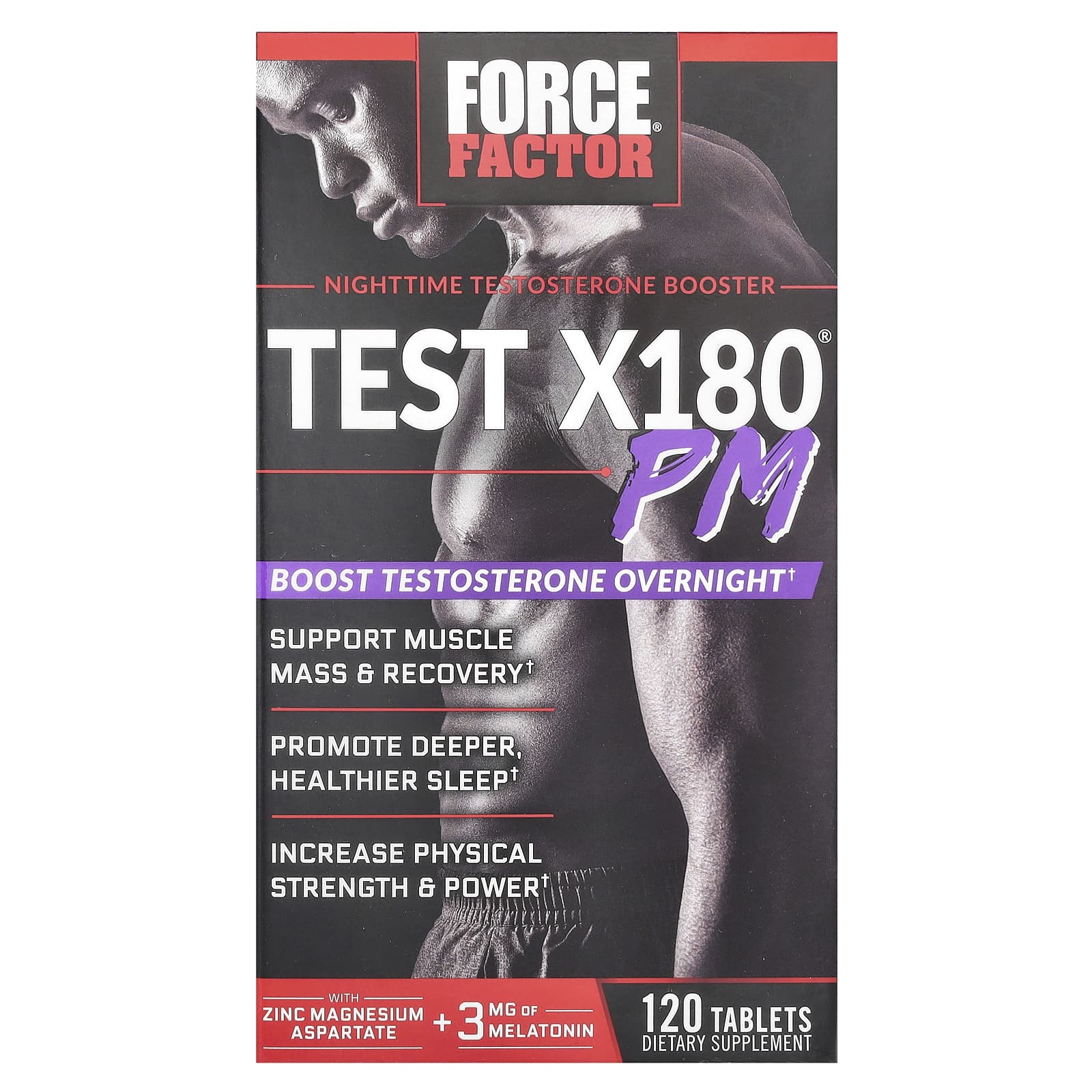 Force Factor, Test X180 PM, ночной бустер тестостерона, 120 таблеток