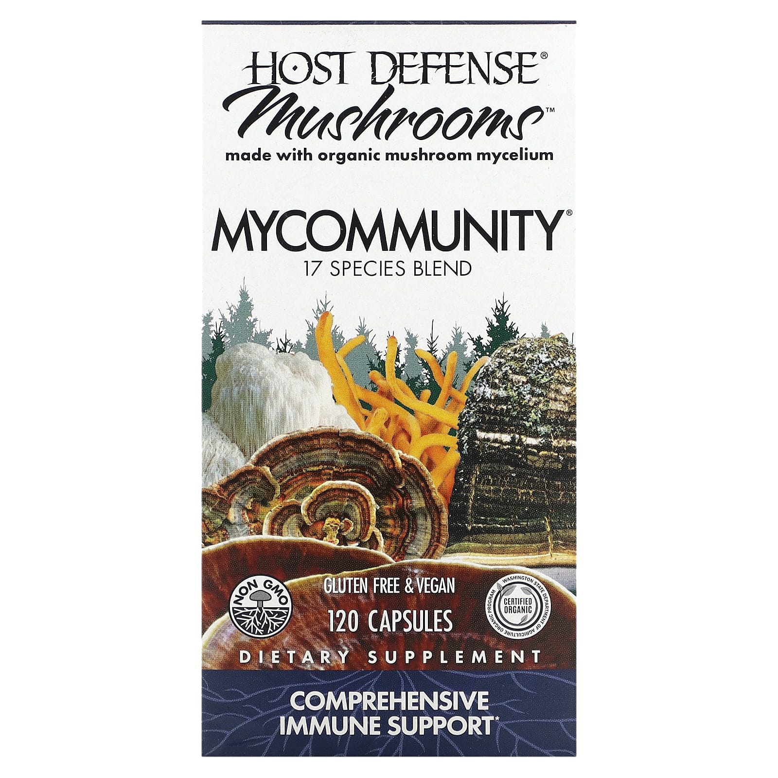 Host Defense Mushrooms, MyCommunity, добавка на основе грибов, 120 капсул