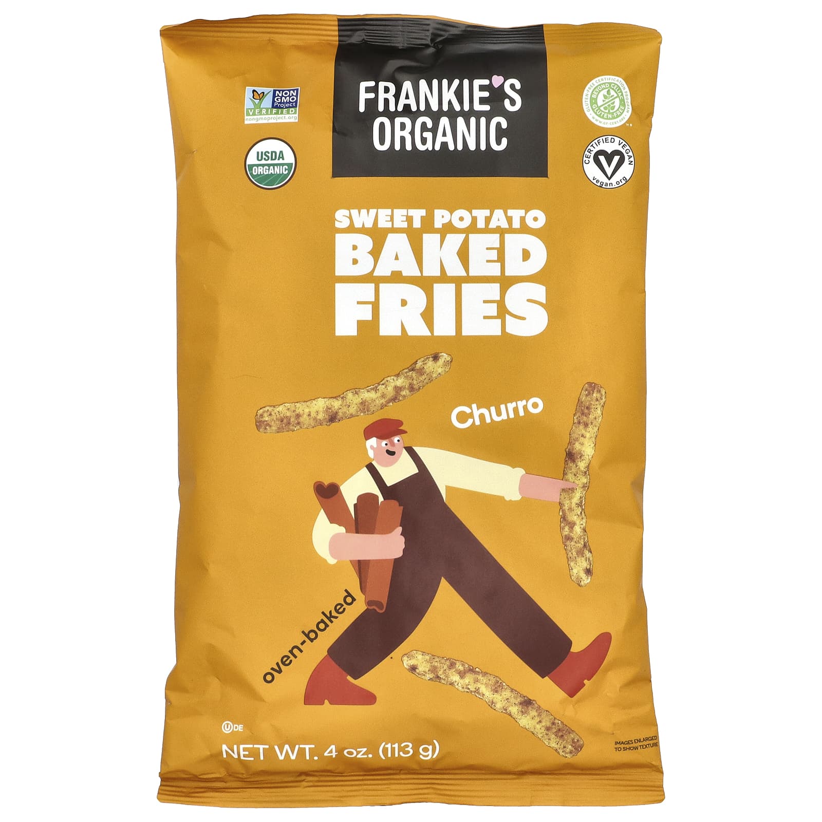 Frankie's Organic, Жареный картофель со сладким картофелем, чурро, 113 г (4 унции)