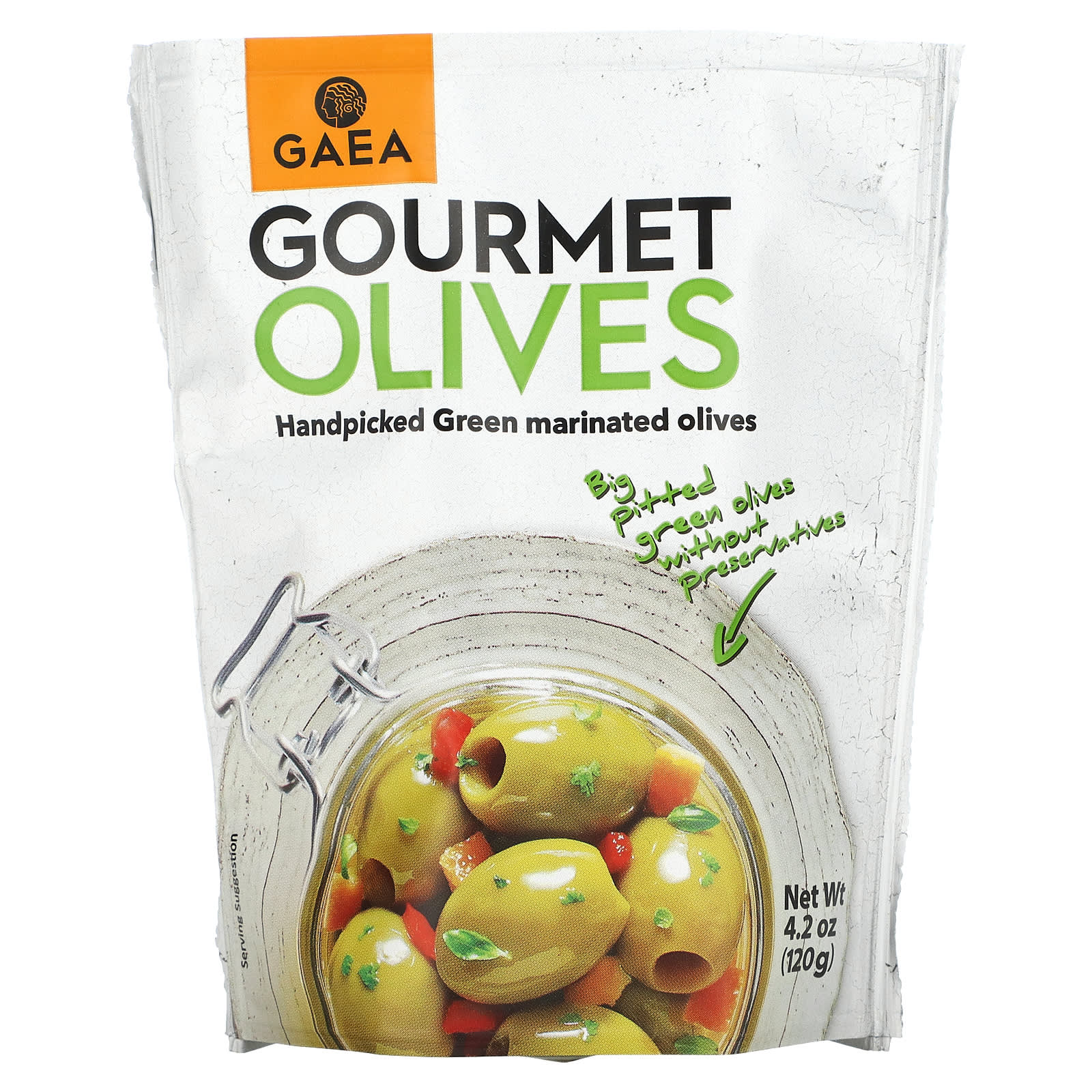 Gaea, Gourmet Olives, собранные вручную маринованные оливки, 120 г (4,2 унции)