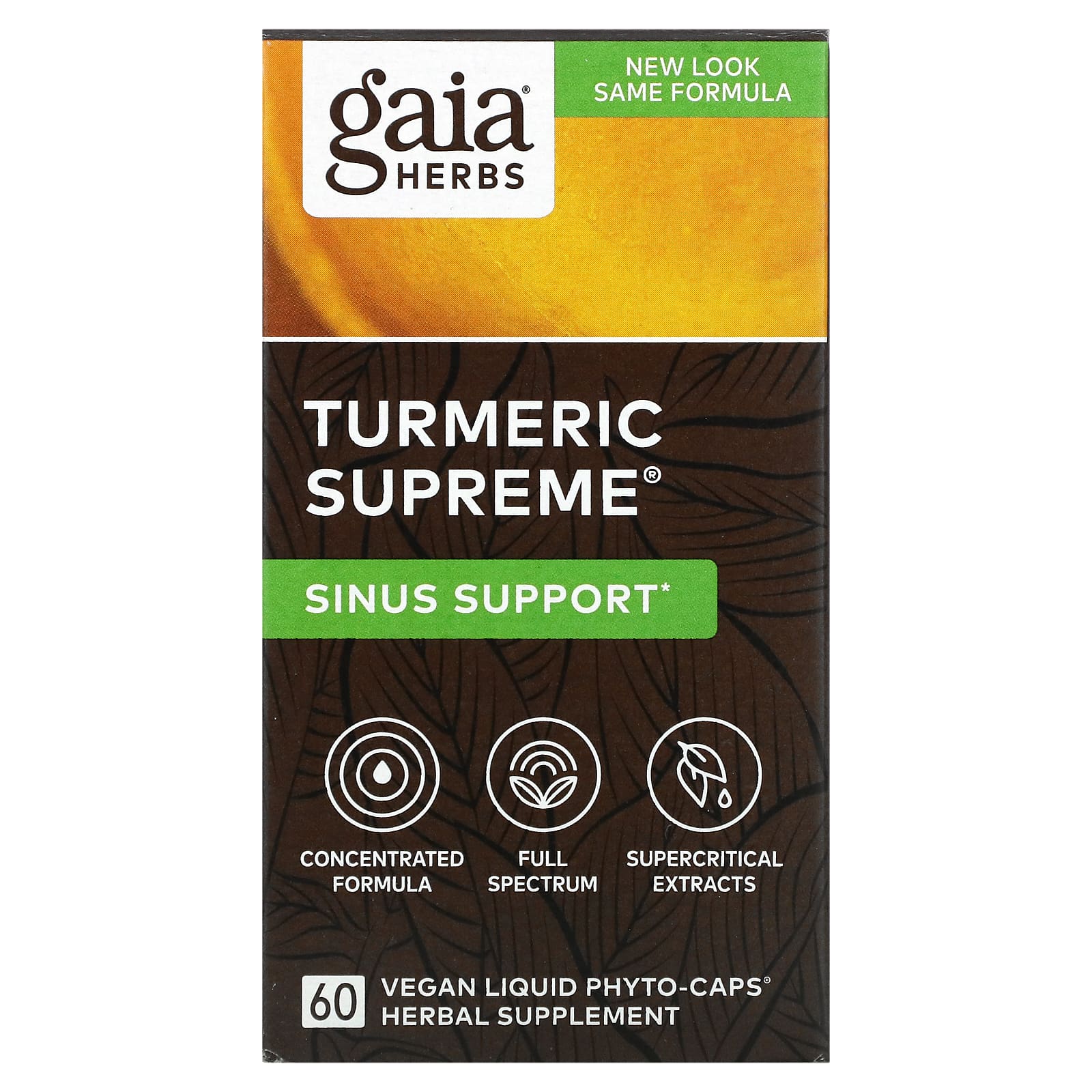 Gaia Herbs Turmeric Supreme поддержка носовых пазух 60 веганских жидких фитокапсул 5790₽