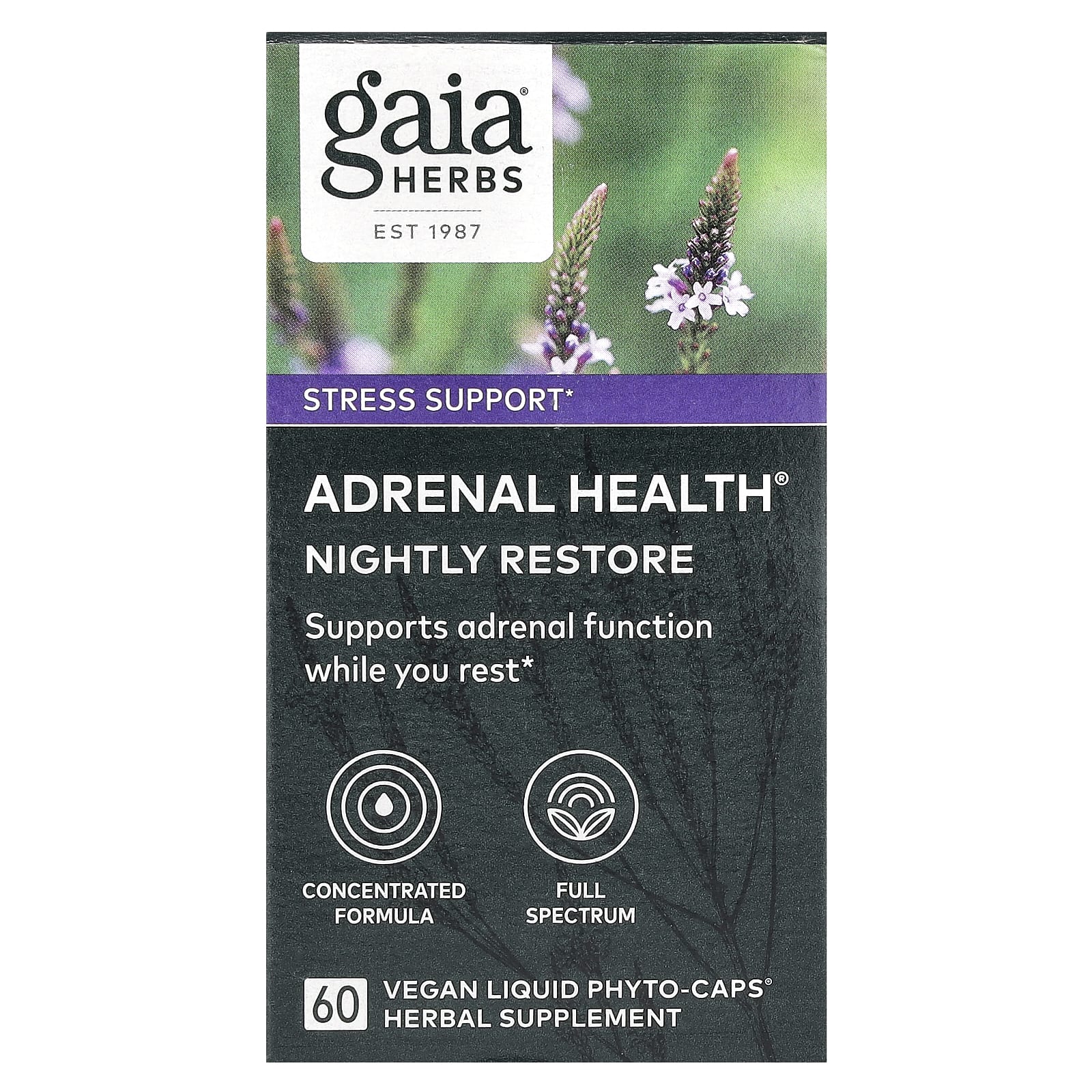 Gaia Herbs Adrenal Health ночное восстановление 60 растительных капсул Phyto-Caps 6290₽