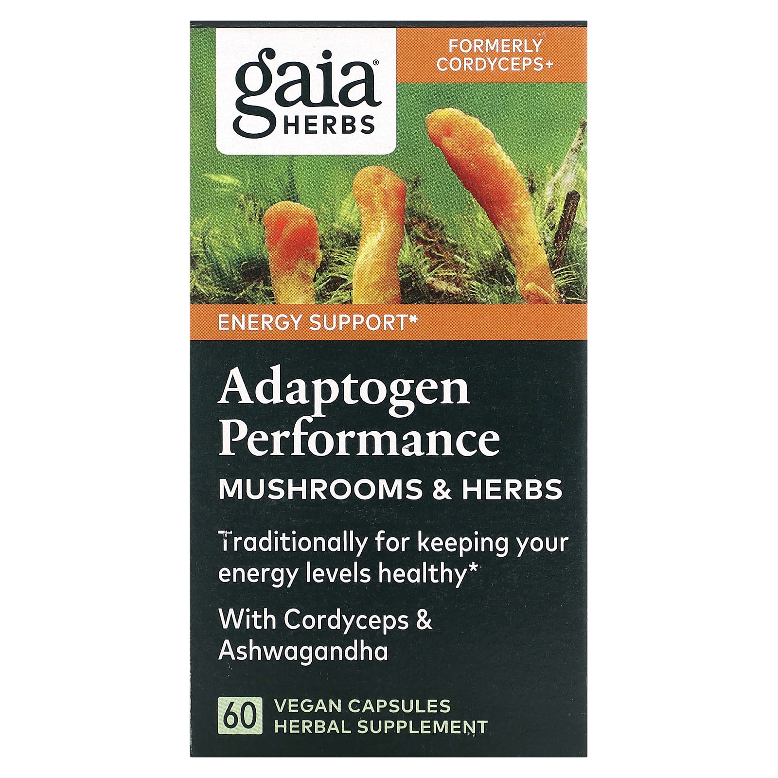 Gaia Herbs Adaptogen Performance грибы и травы 60 веганских капсул 6590₽