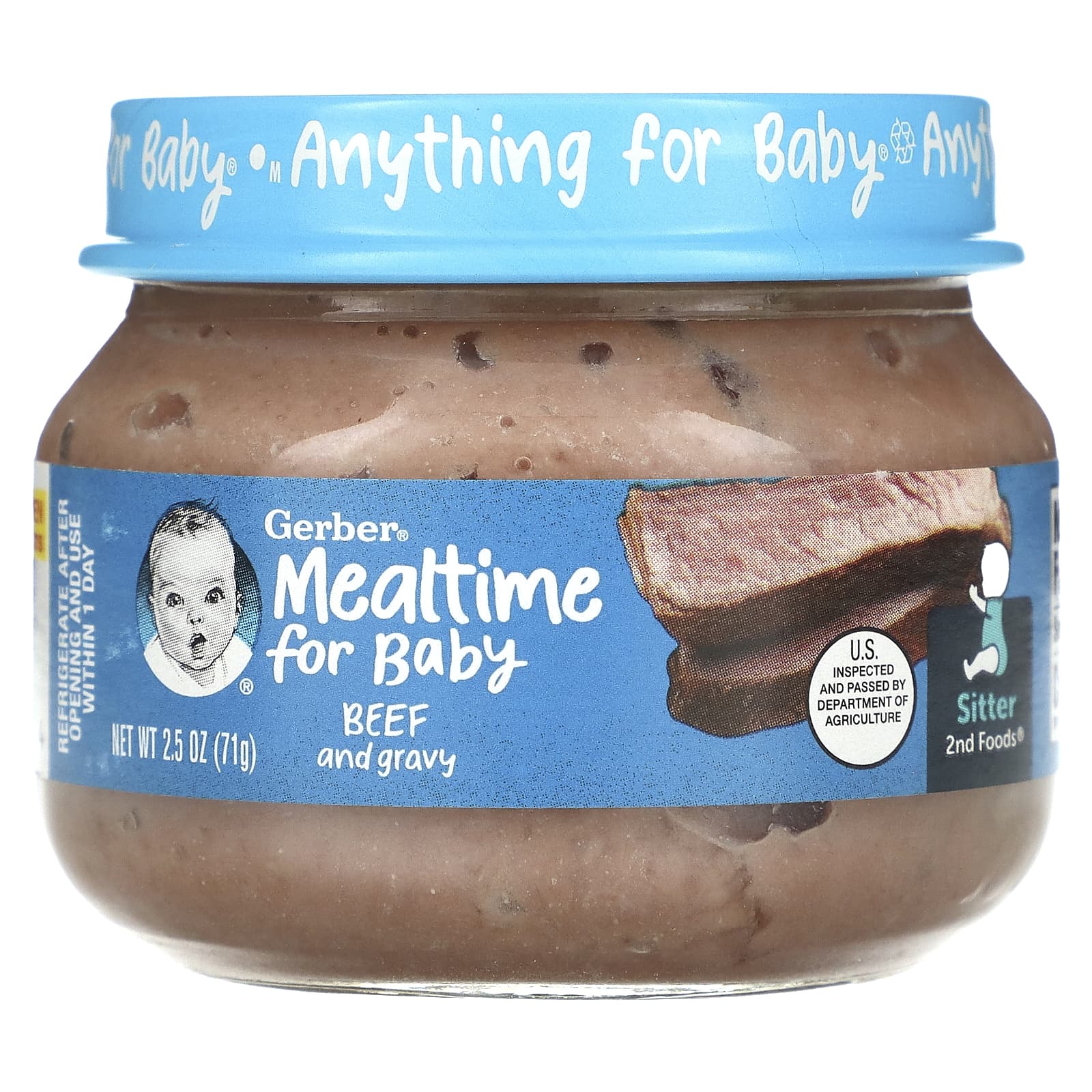 Gerber, Mealtime for Baby, питание для младенцев, говядина с подливкой, 71 г (2,5 унции)