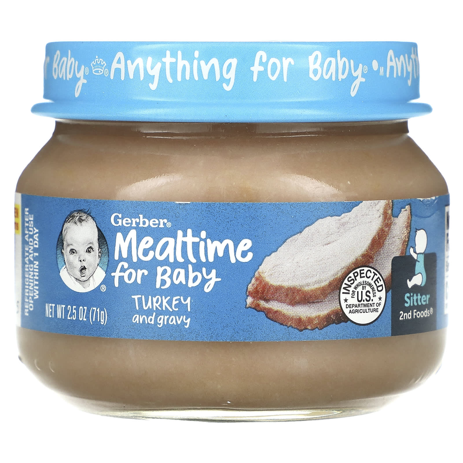 Gerber Mealtime for Baby питание для младенцев с индейкой и подливкой 71 г 25 унции 1390₽