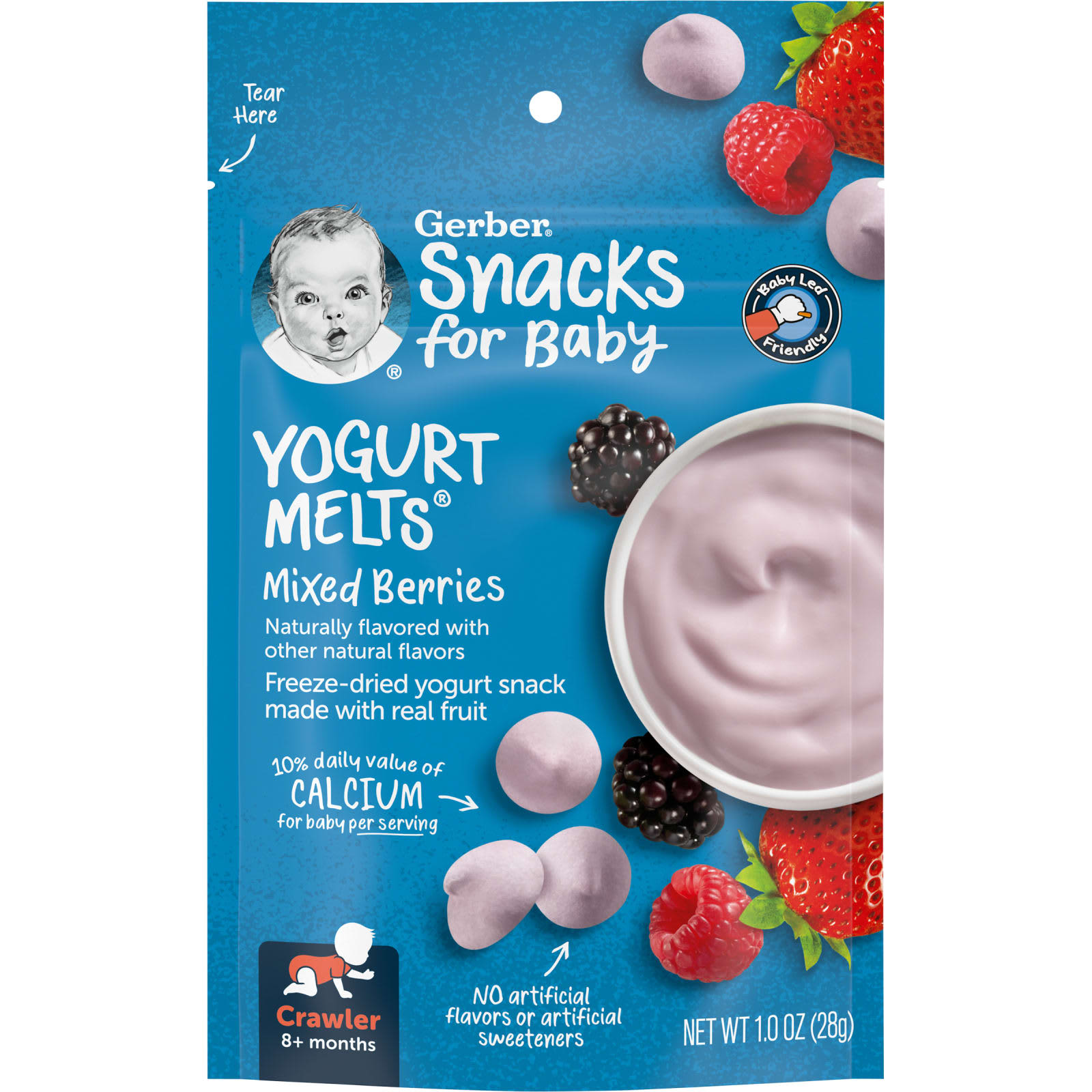 Gerber Snacks for Baby йогурт от 8 месяцев ягоды 28 г 1 унция 1690₽
