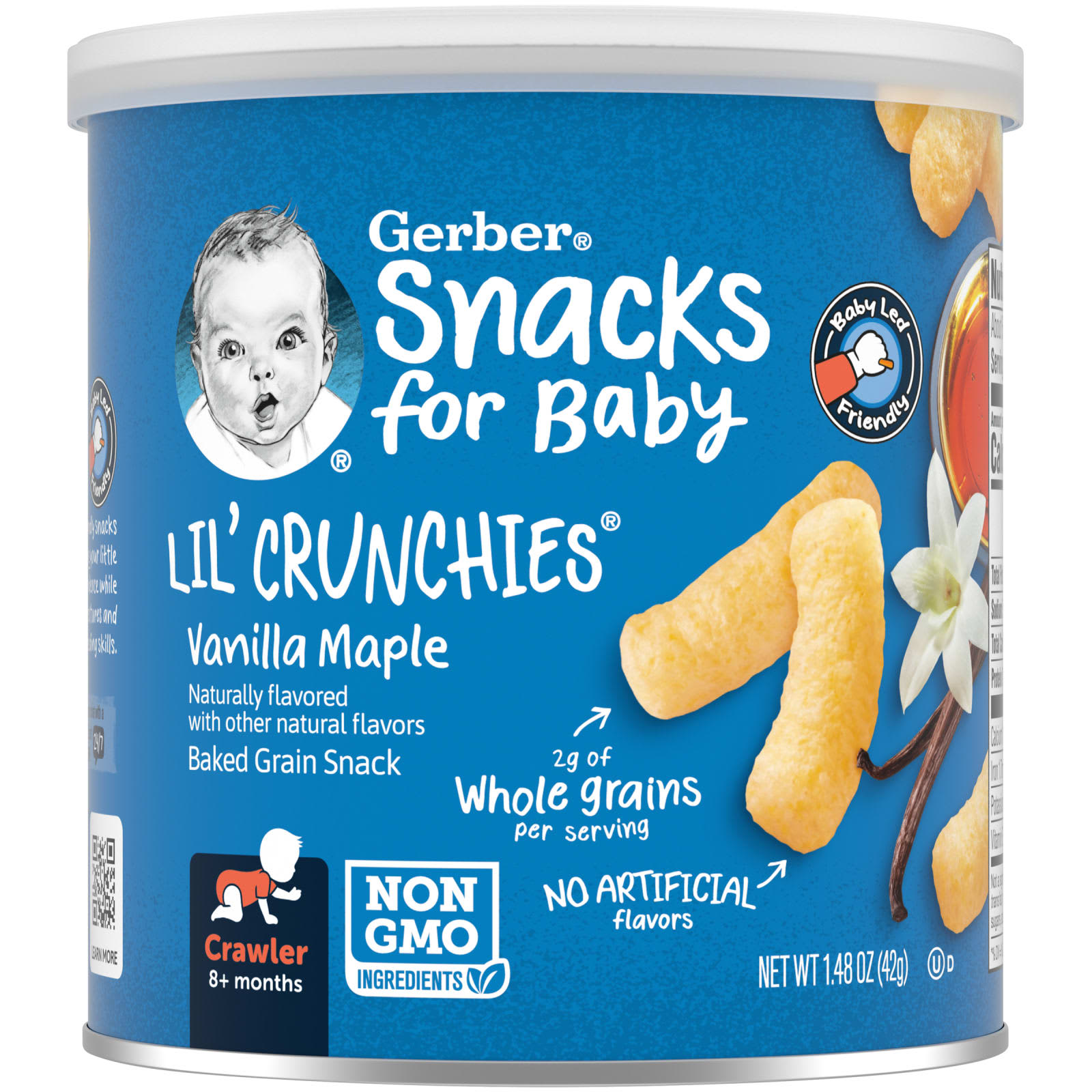 Gerber, Snacks for Baby, Lil 'Crunchies, снек из запеченного зерна, от 8 месяцев, ванильный клен, 42 г (1,48 унции)