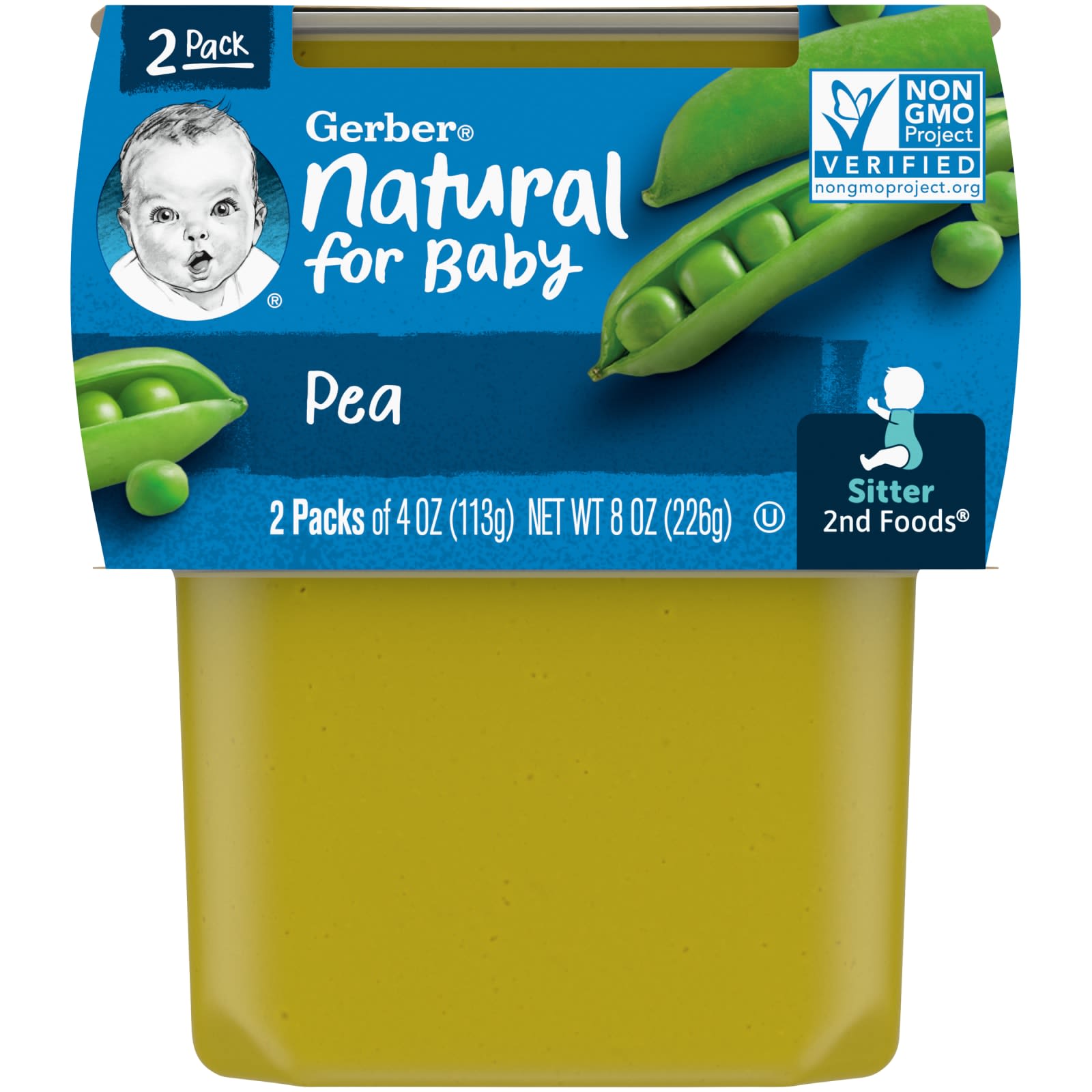 Gerber, Natural for Baby, 2nd Foods, с горохом, 2 пакетика по 113 г (4 унции)