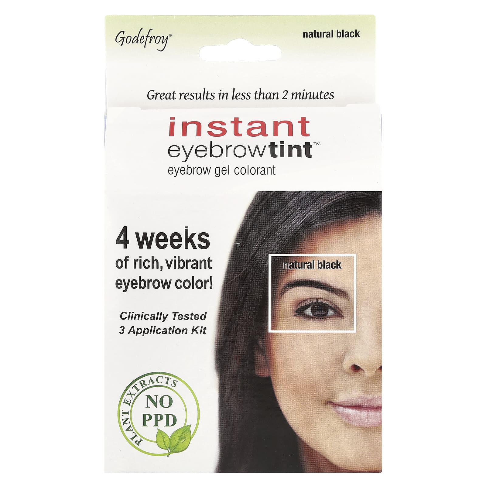 Godefroy Мгновенный оттенок для бровей Natural Black 3 комплекта для нанесения 2790₽