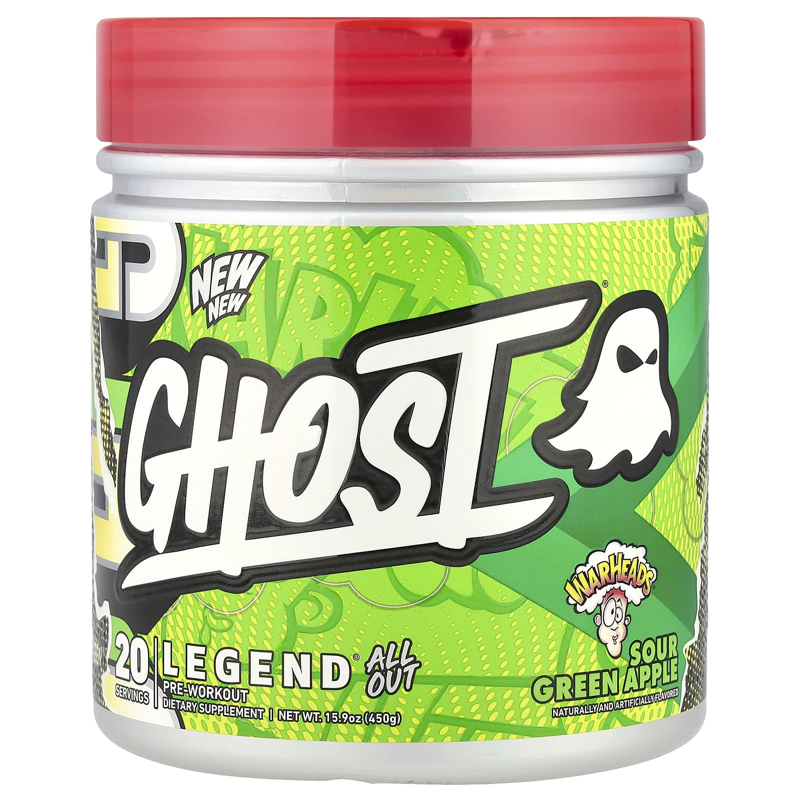 Ghost Legend All Out Pre-Workout Warheads кислое зеленое яблоко 450 г 159 унции 10990₽