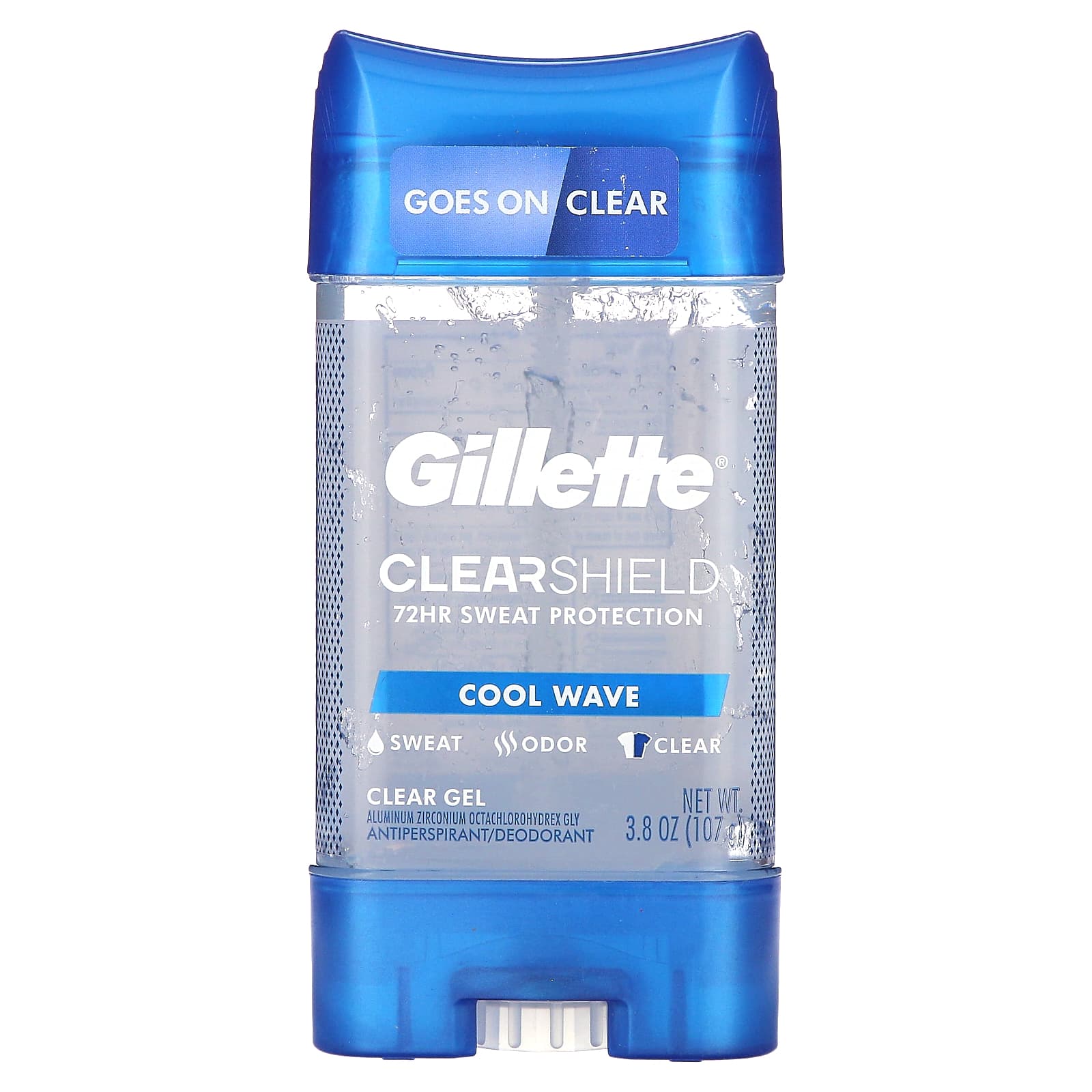 Gillette, Clear Shield, дезодорант-антиперспирант, Cool Wave, 107 г (3,8 унции)