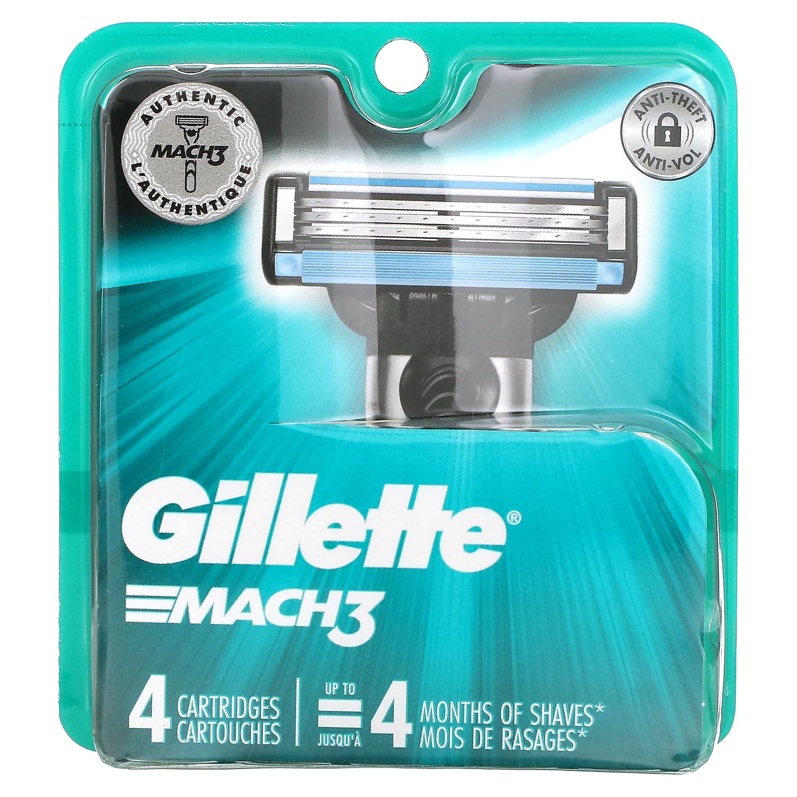 Gillette, Сменные кассеты Mach3, 4 шт.