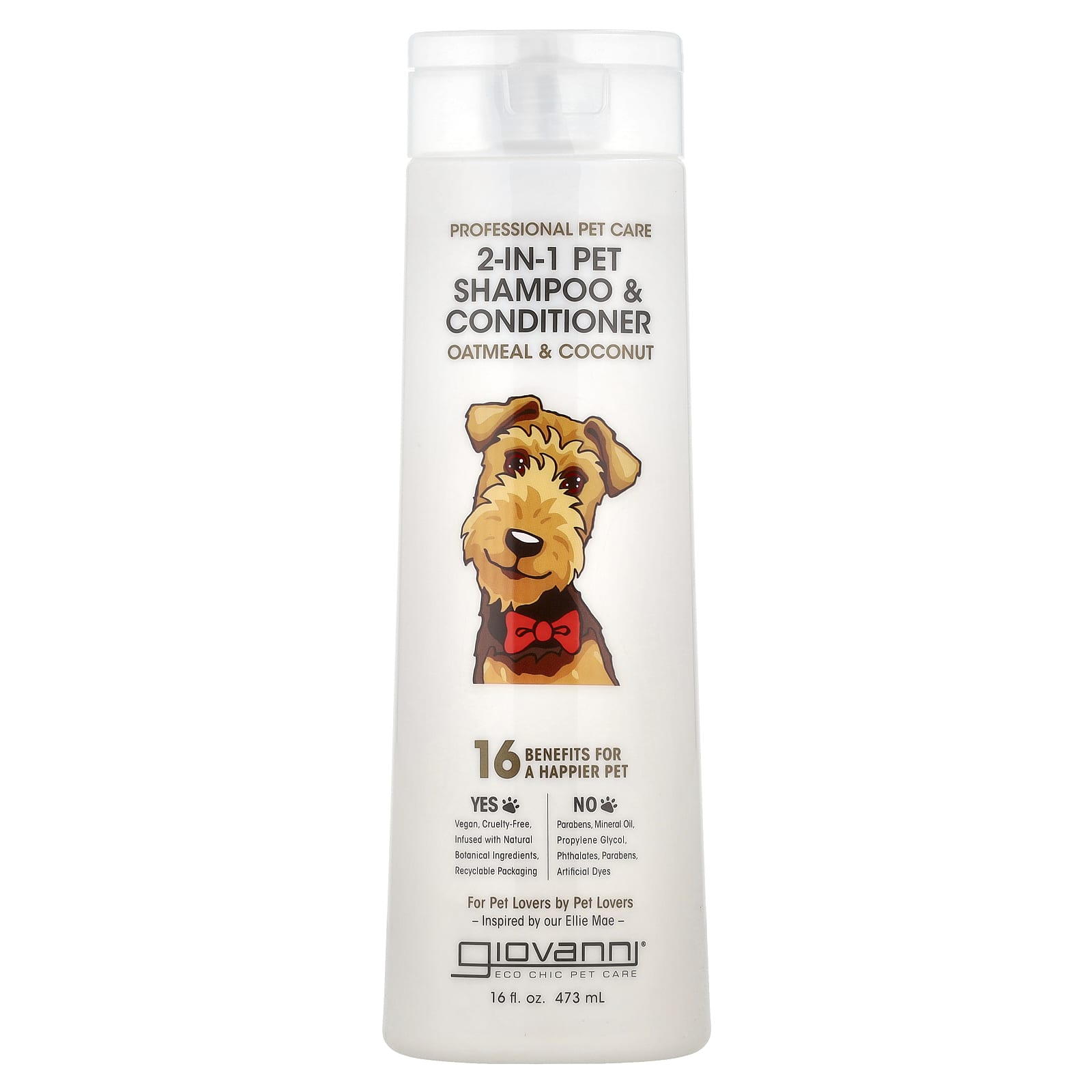 Giovanni, Professional Pet Care, шампунь и кондиционер 2-в-1 для собак, овсянка и кокос, 473 мл (16 жидк. Унций)