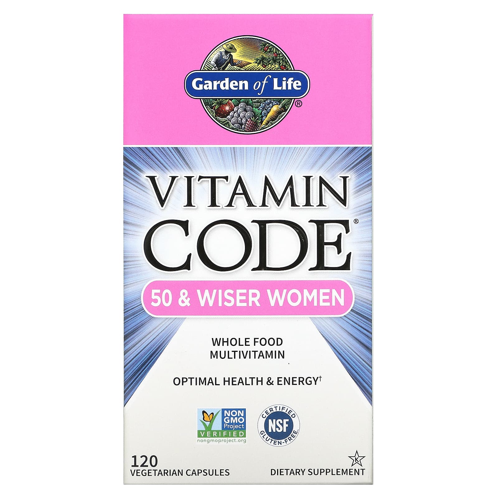 Garden of Life, Vitamin Code, мультивитамины из цельных продуктов для женщин от 50 лет, 120 вегетарианских капсул