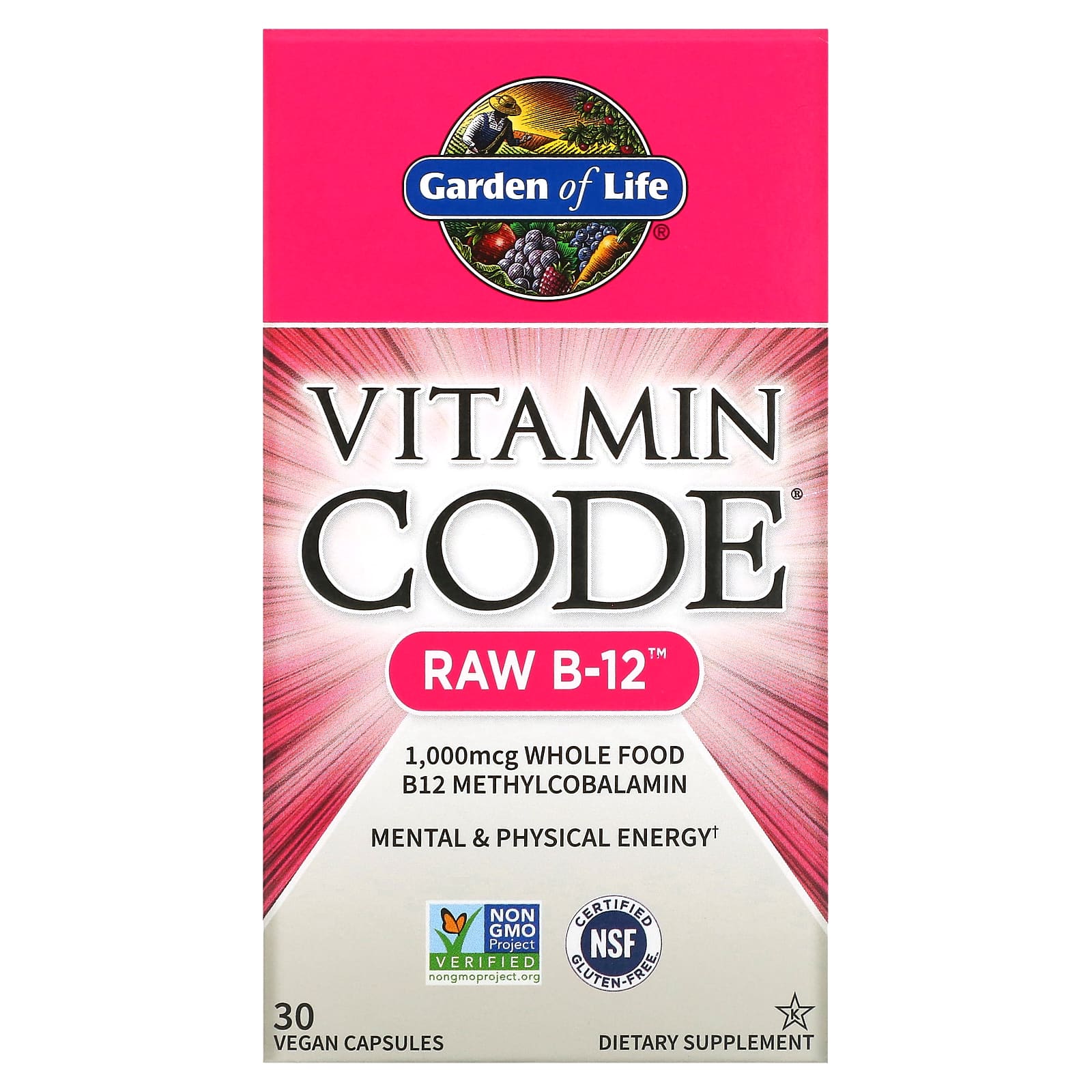 Garden of Life, Vitamin Code, RAW B12, 30 растительных капсул