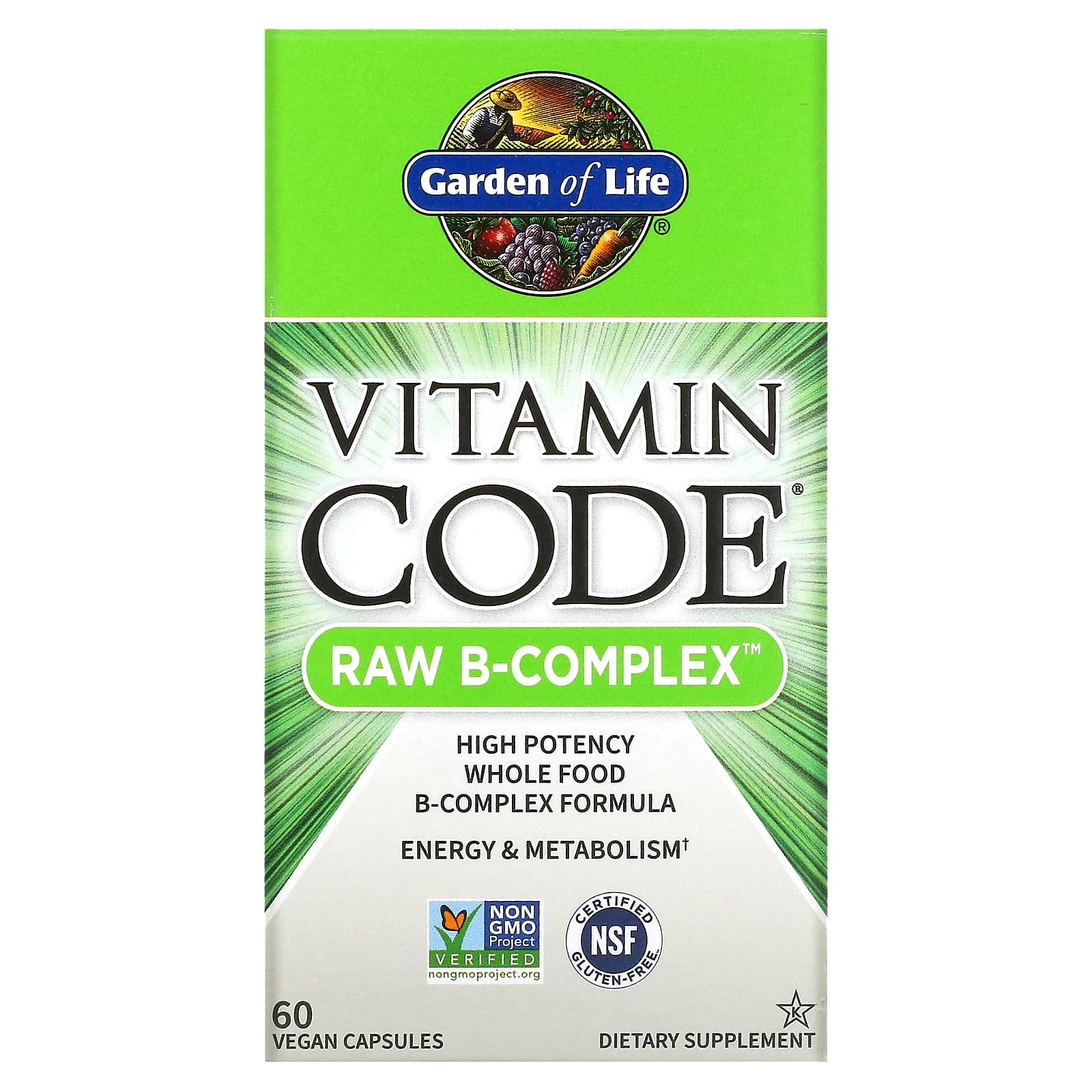 Garden of Life Vitamin Code Raw B-Complex комплекс витаминов группы В 60 веганских капсул 3290₽