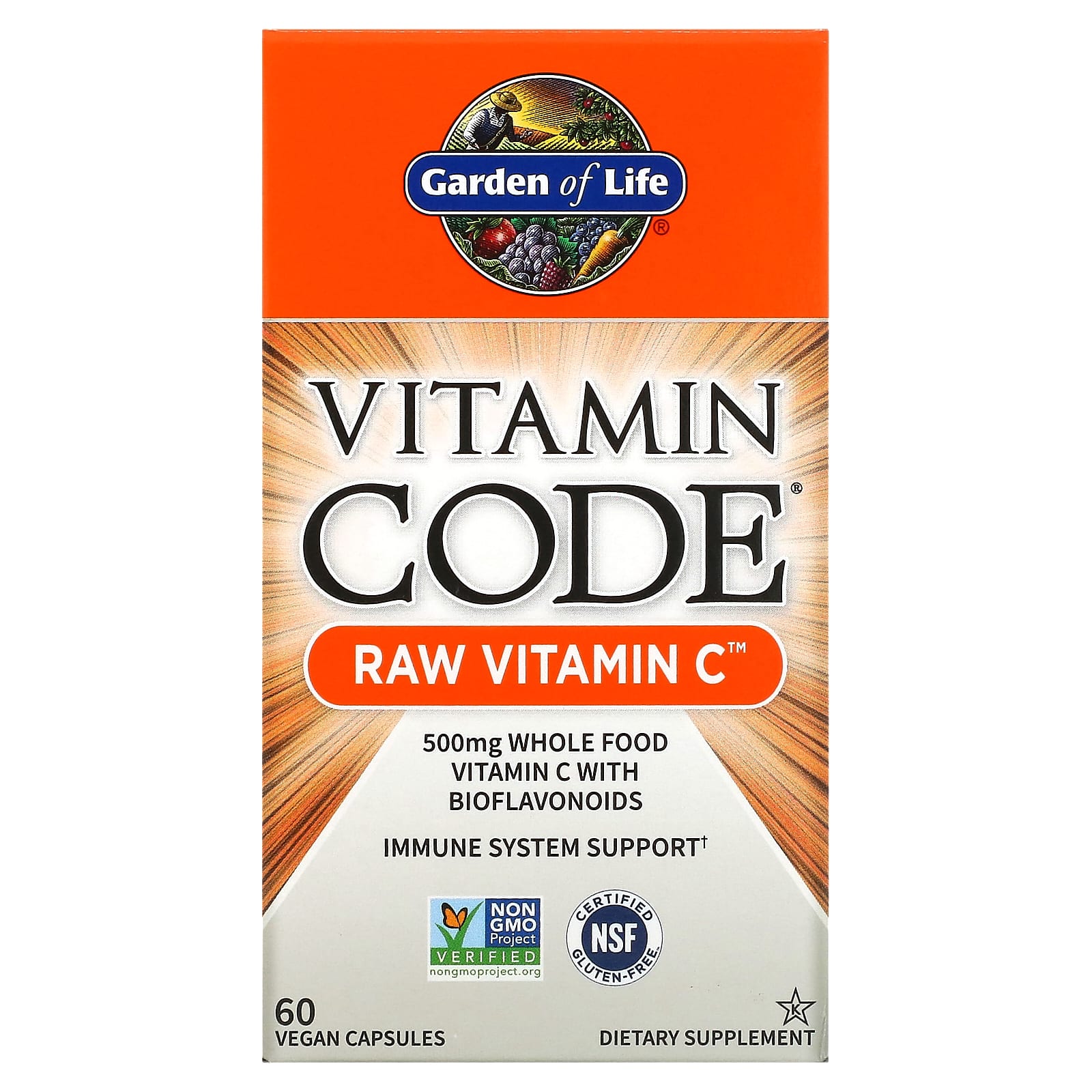 Garden of Life Vitamin Code Raw Vitamin C 60 веганских капсул 2990₽