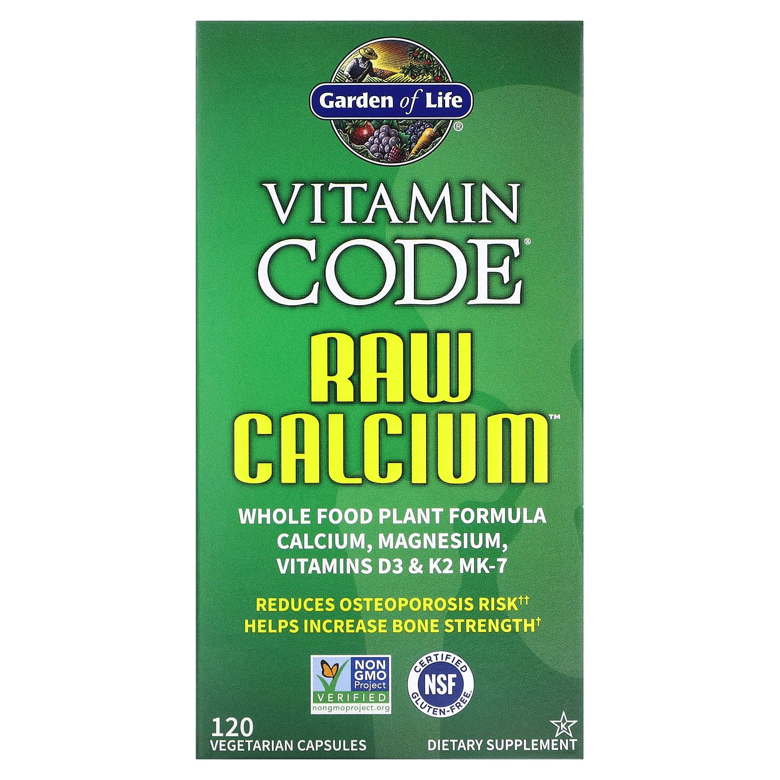 Garden of Life, Vitamin Code, кальций RAW, 120 вегетарианских капсул