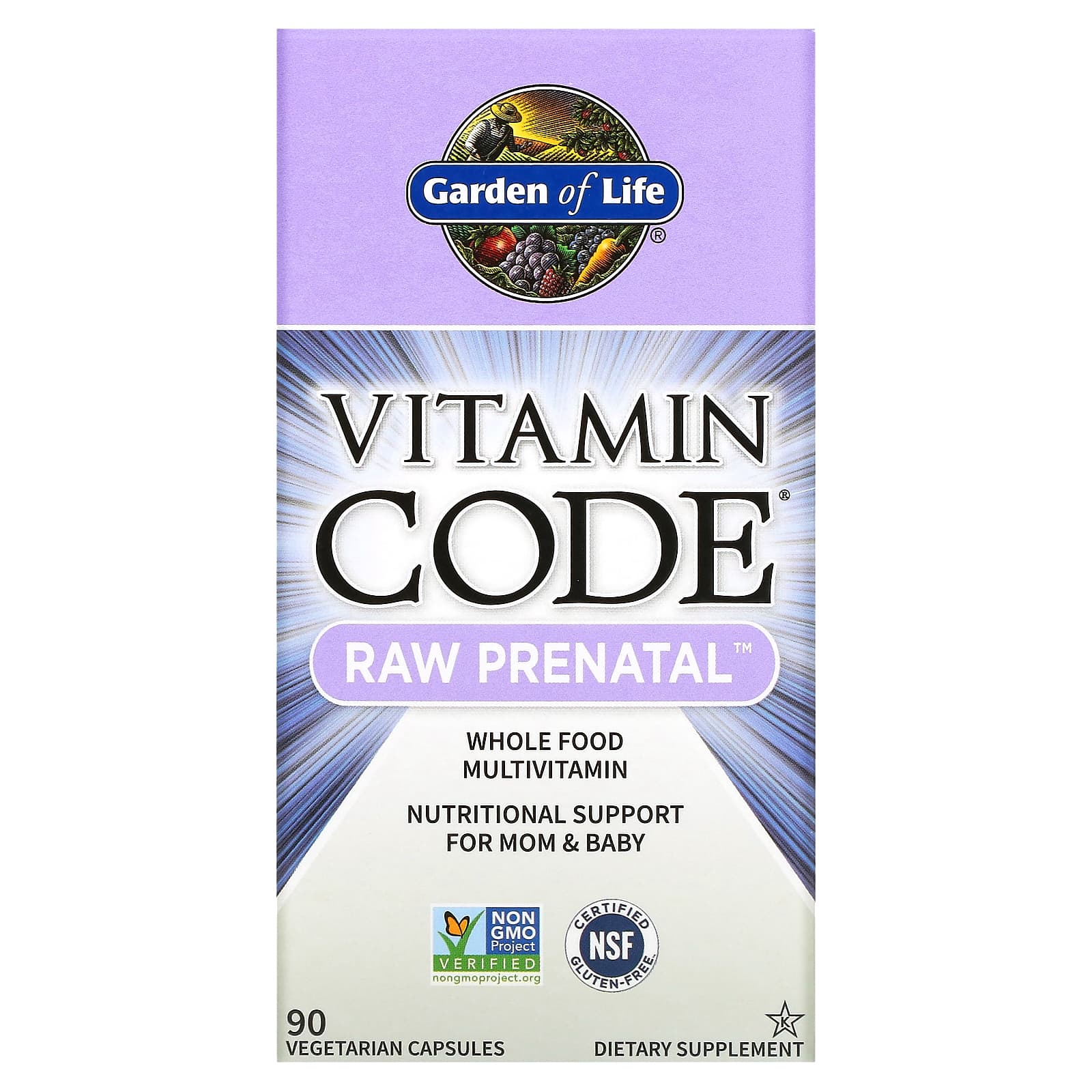 Garden of Life, Vitamin Code, RAW Prenatal, 90 вегетарианских капсул