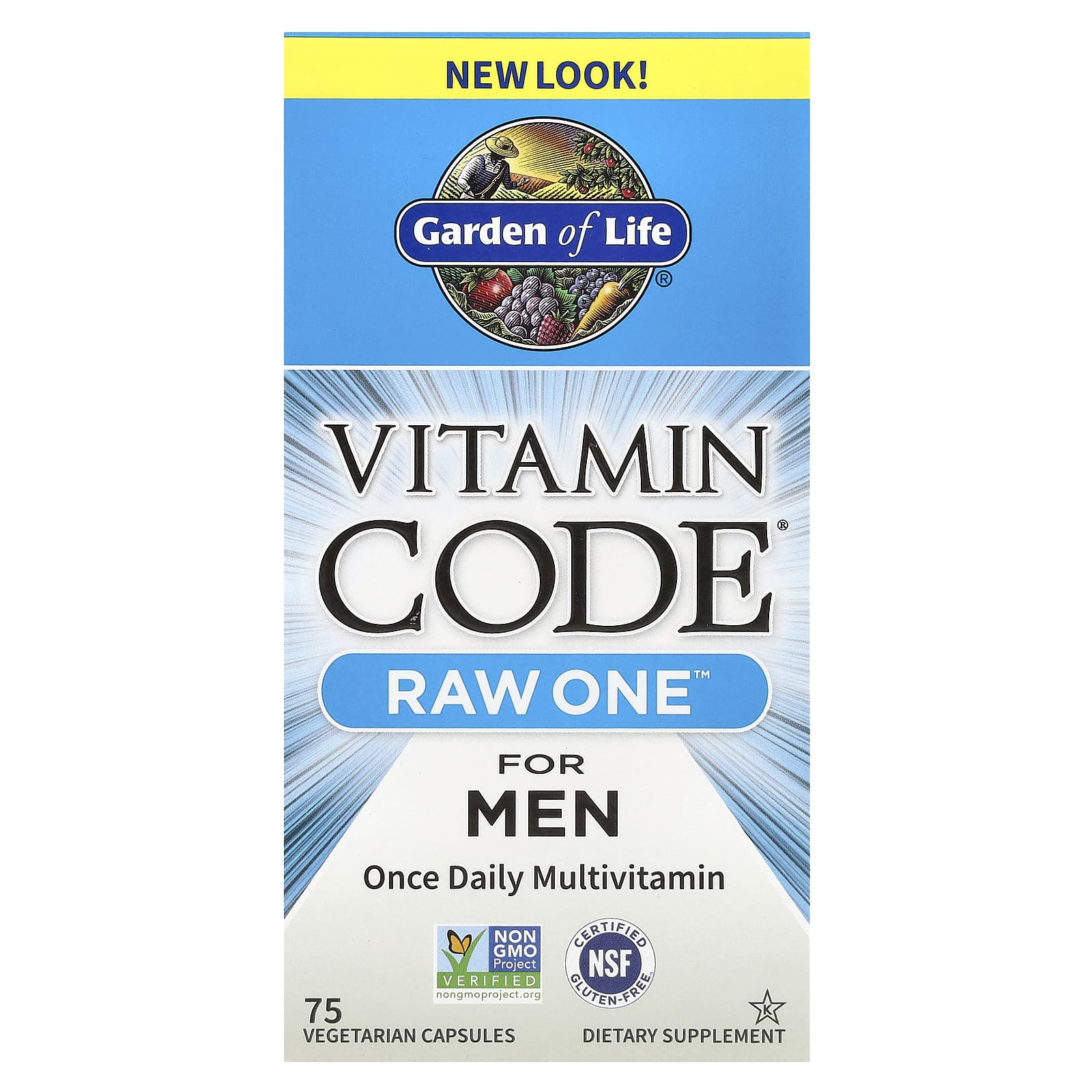 Garden of Life, Vitamin Code®, RAW One ™, мультивитамины для мужчин для приема один раз в день, 75 вегетарианских капсул